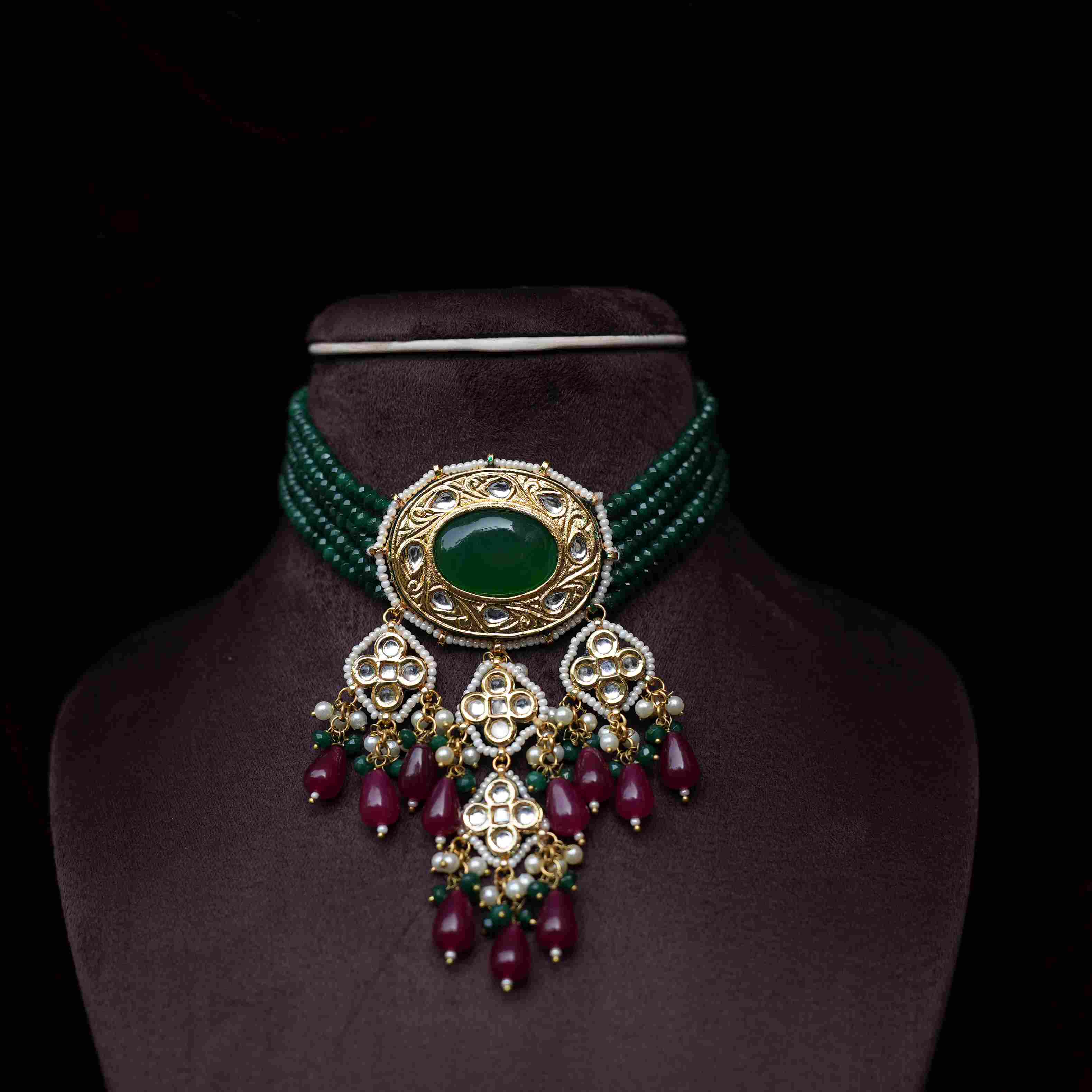 Maduri Beaded Choker - Green