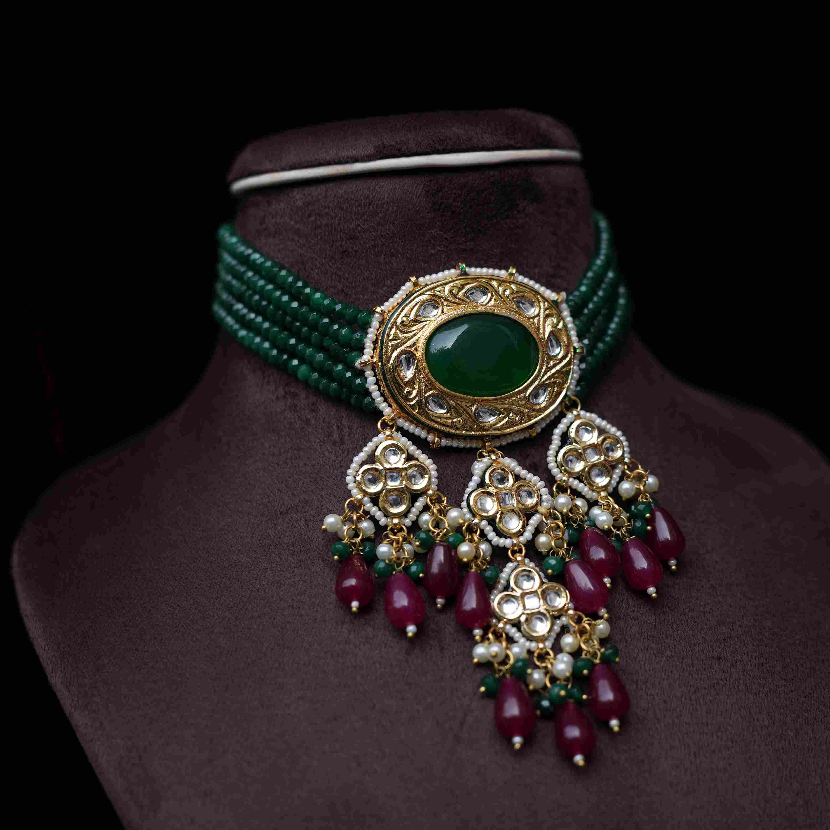 Maduri Beaded Choker - Green