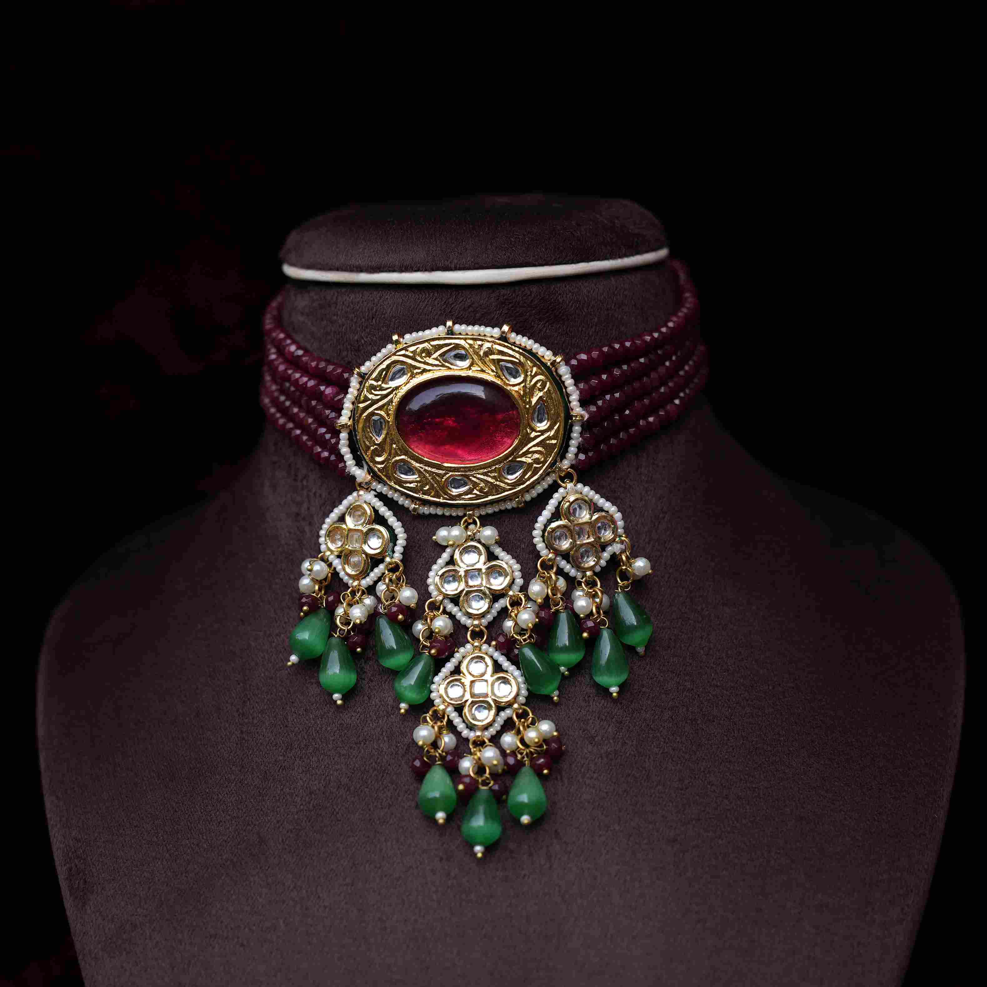 Maduri Beaded Choker - Red