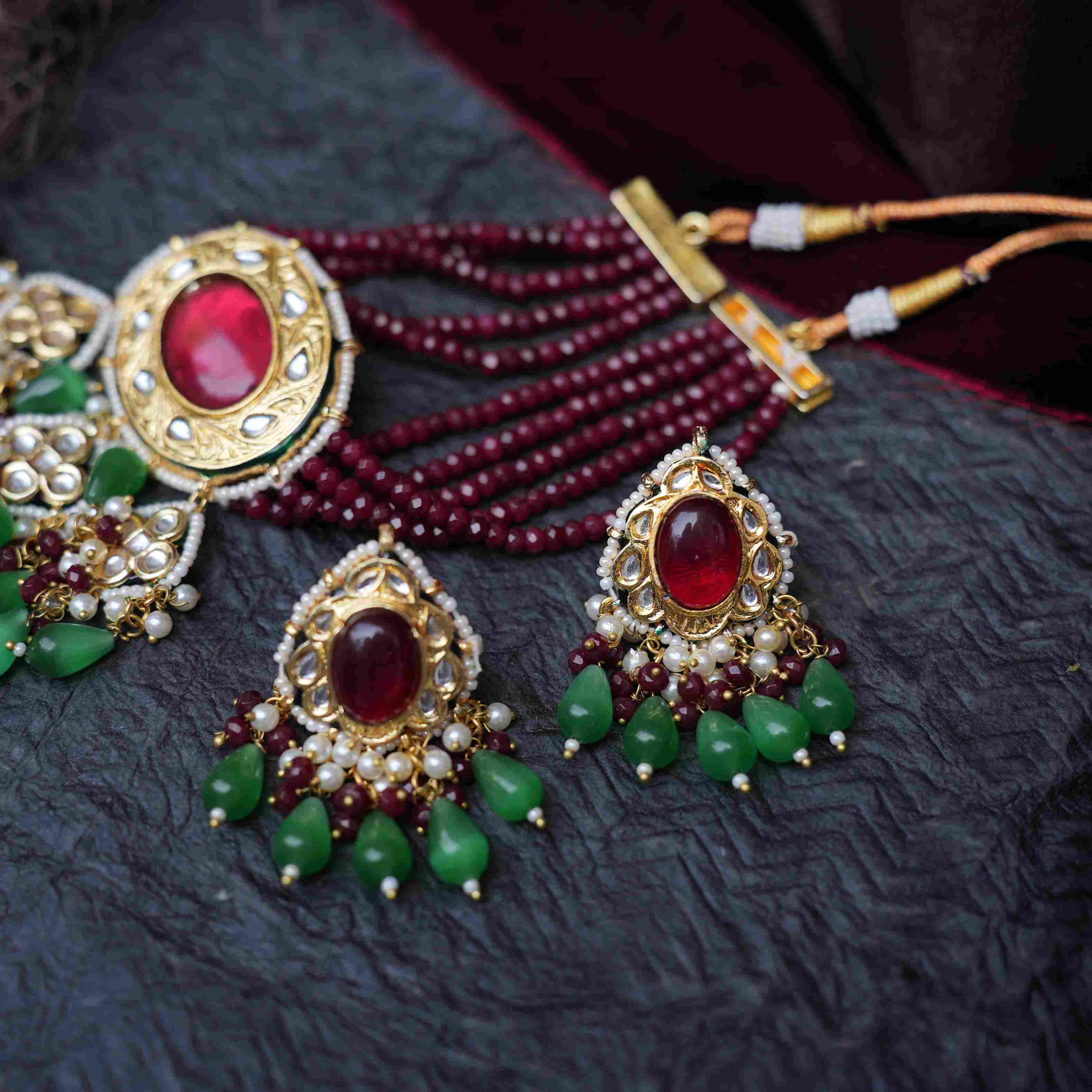 Maduri Beaded Choker - Red