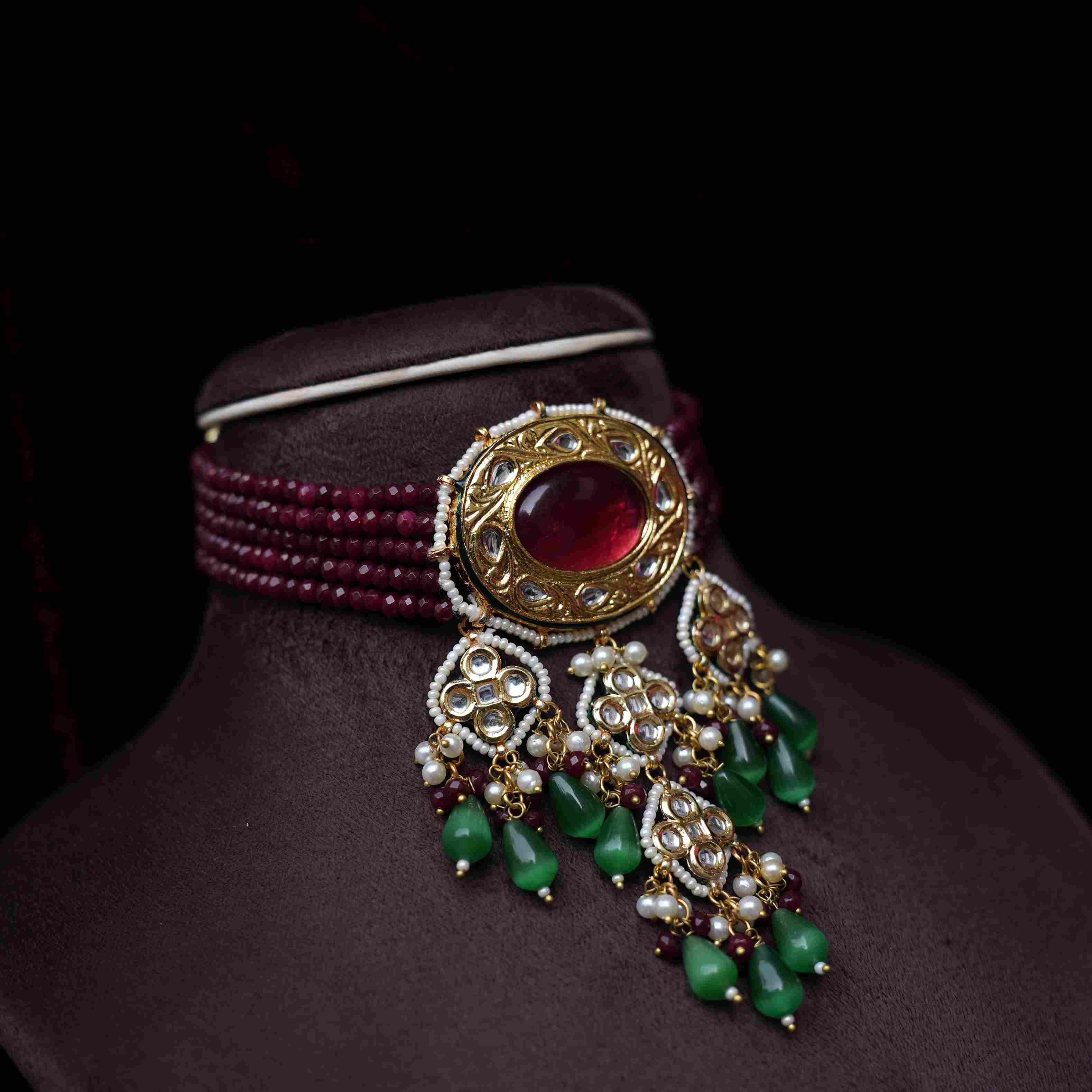 Maduri Beaded Choker - Red