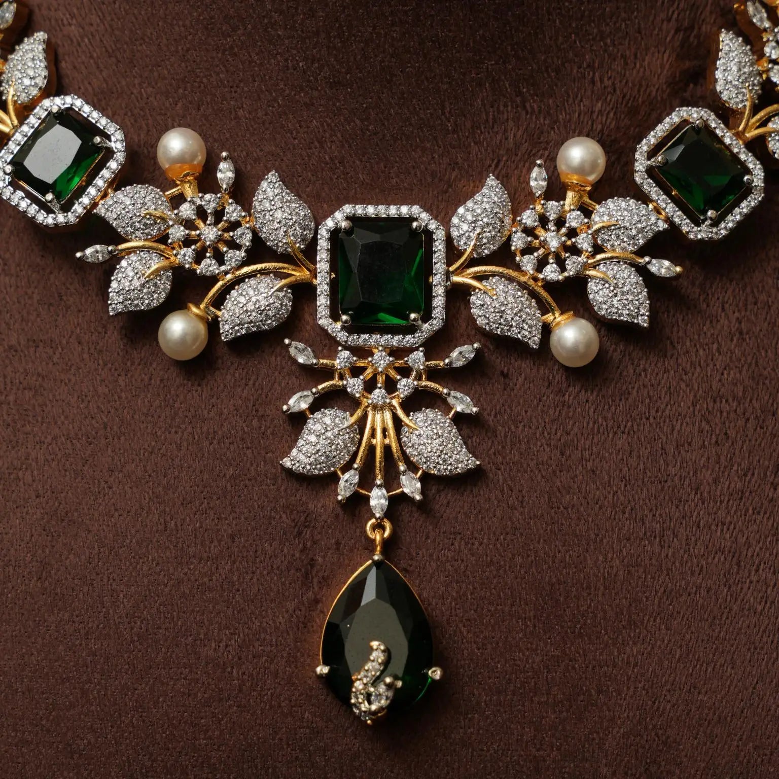 Malini Zircon Necklace - Emerald Green