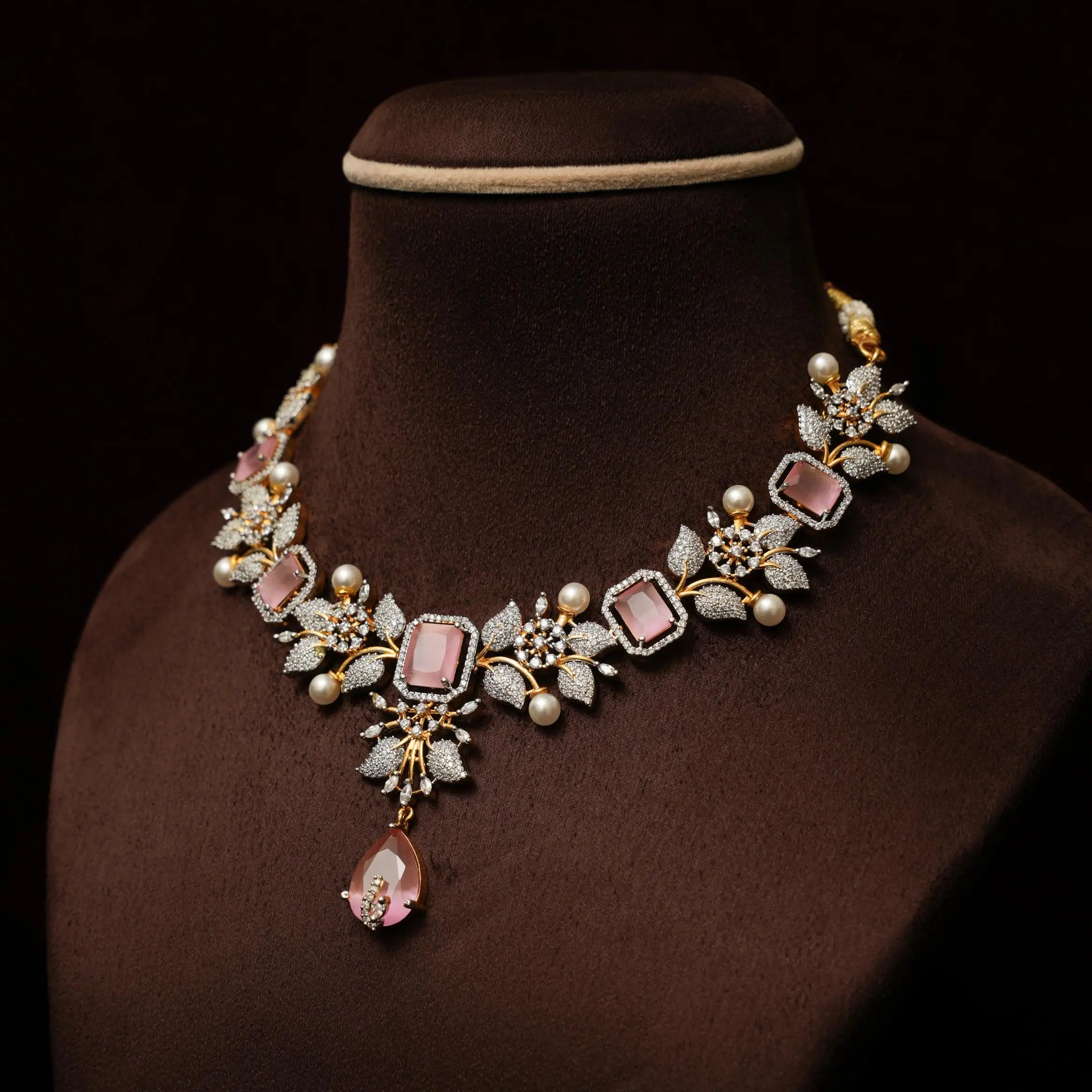 Malini Zircon Necklace - Pastel Pink