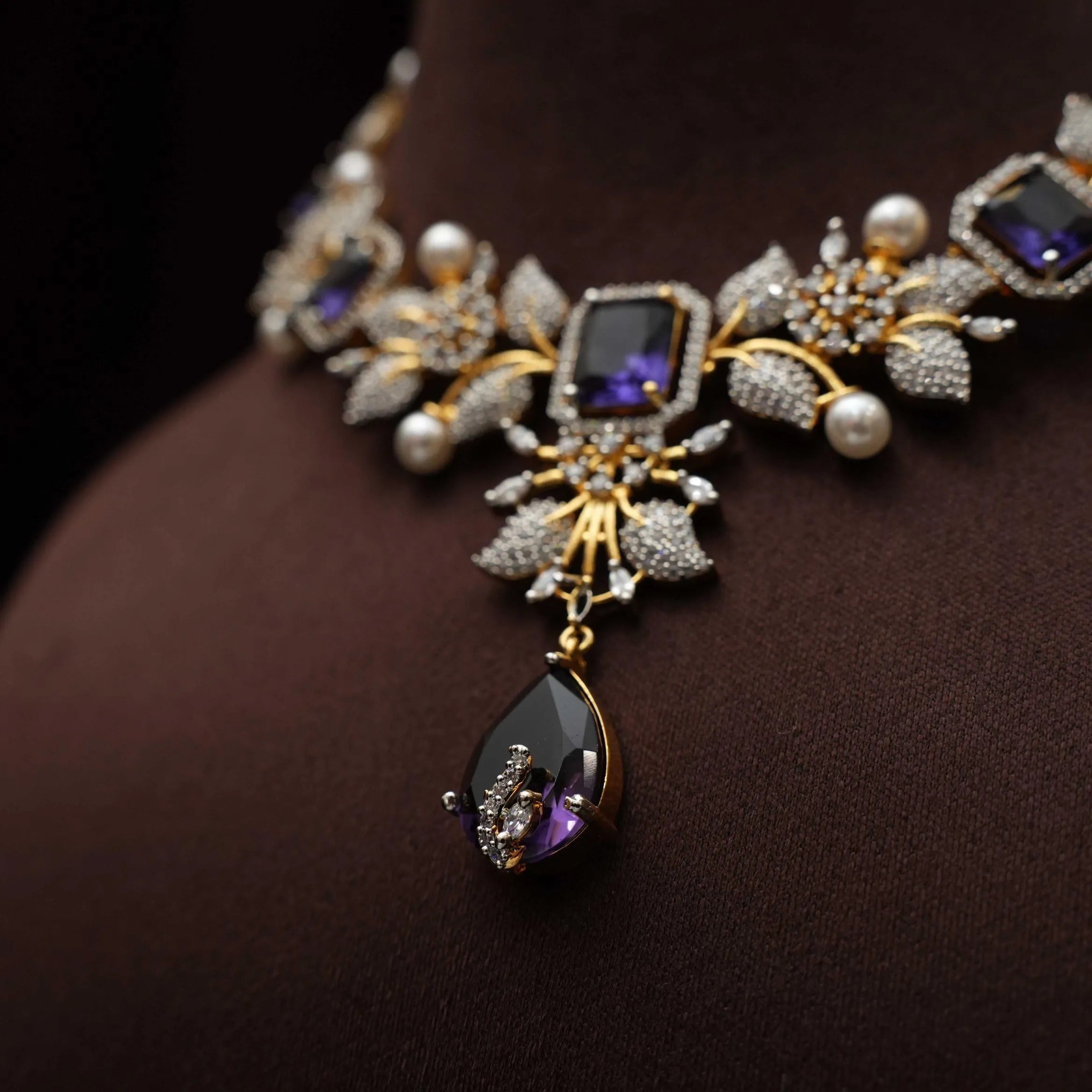 Malini Zircon Necklace - Purple