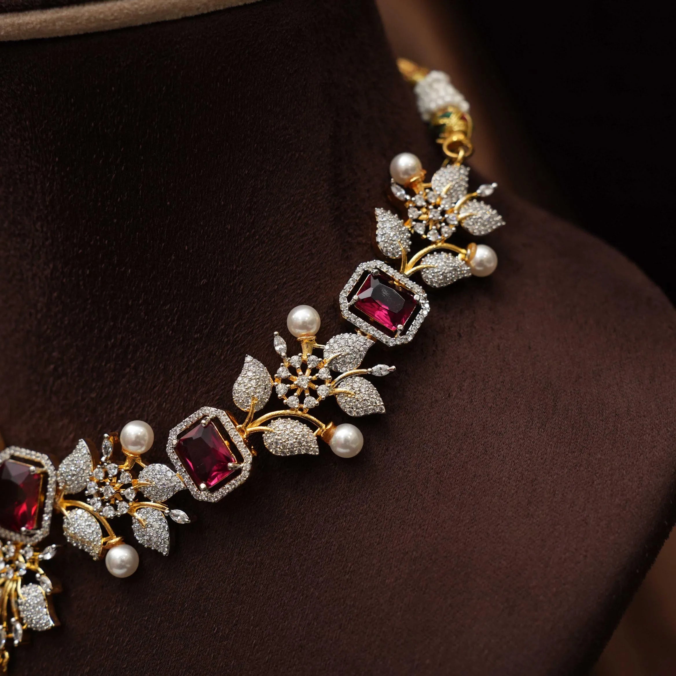 Malini Zircon Necklace - Red