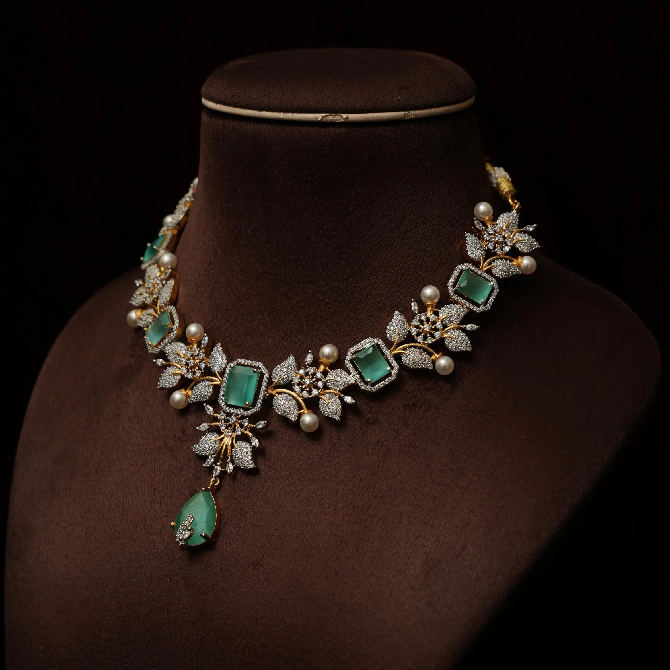Malini Zircon Necklace - Sea Green