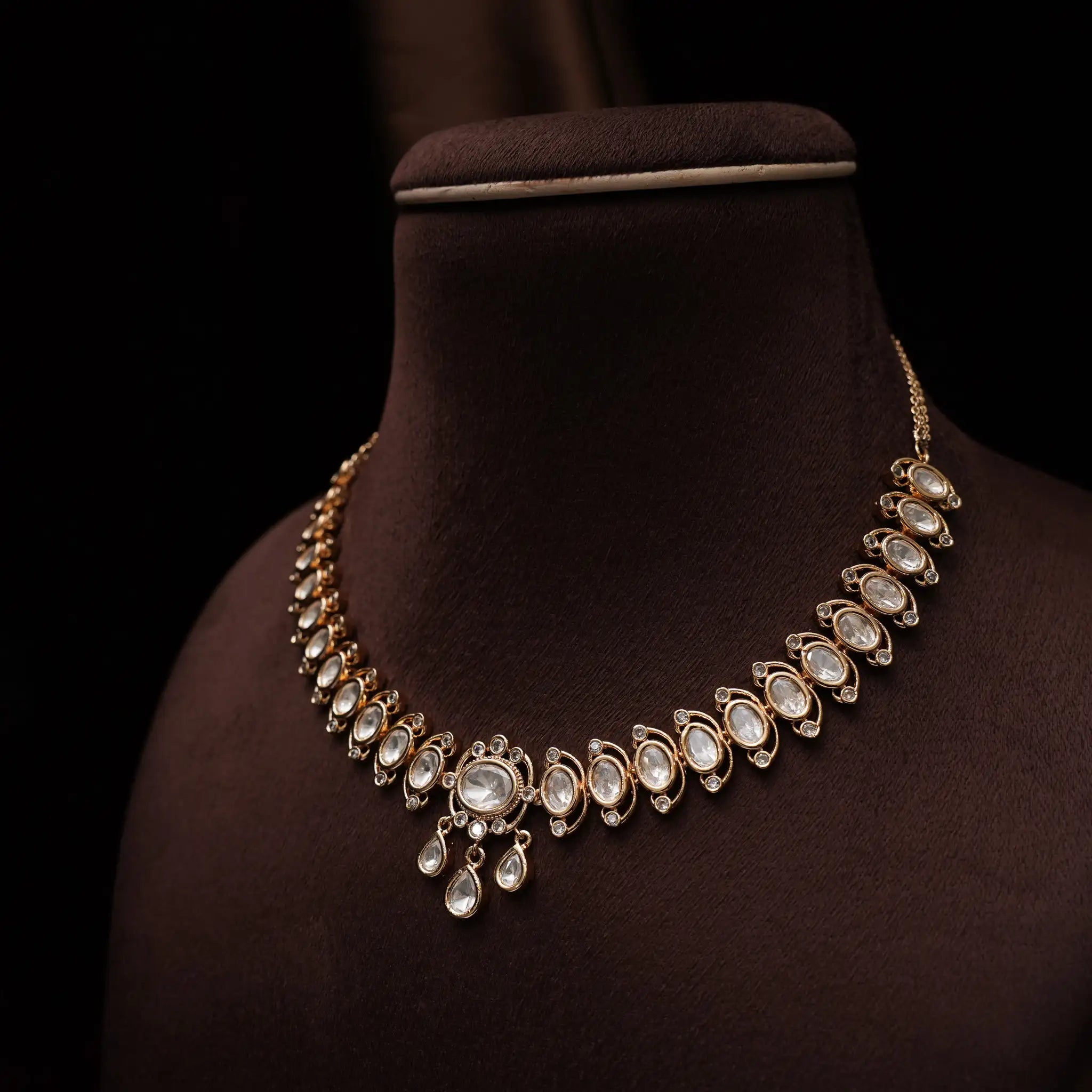 Manisha Victorian Polki Necklace - Gold Finish