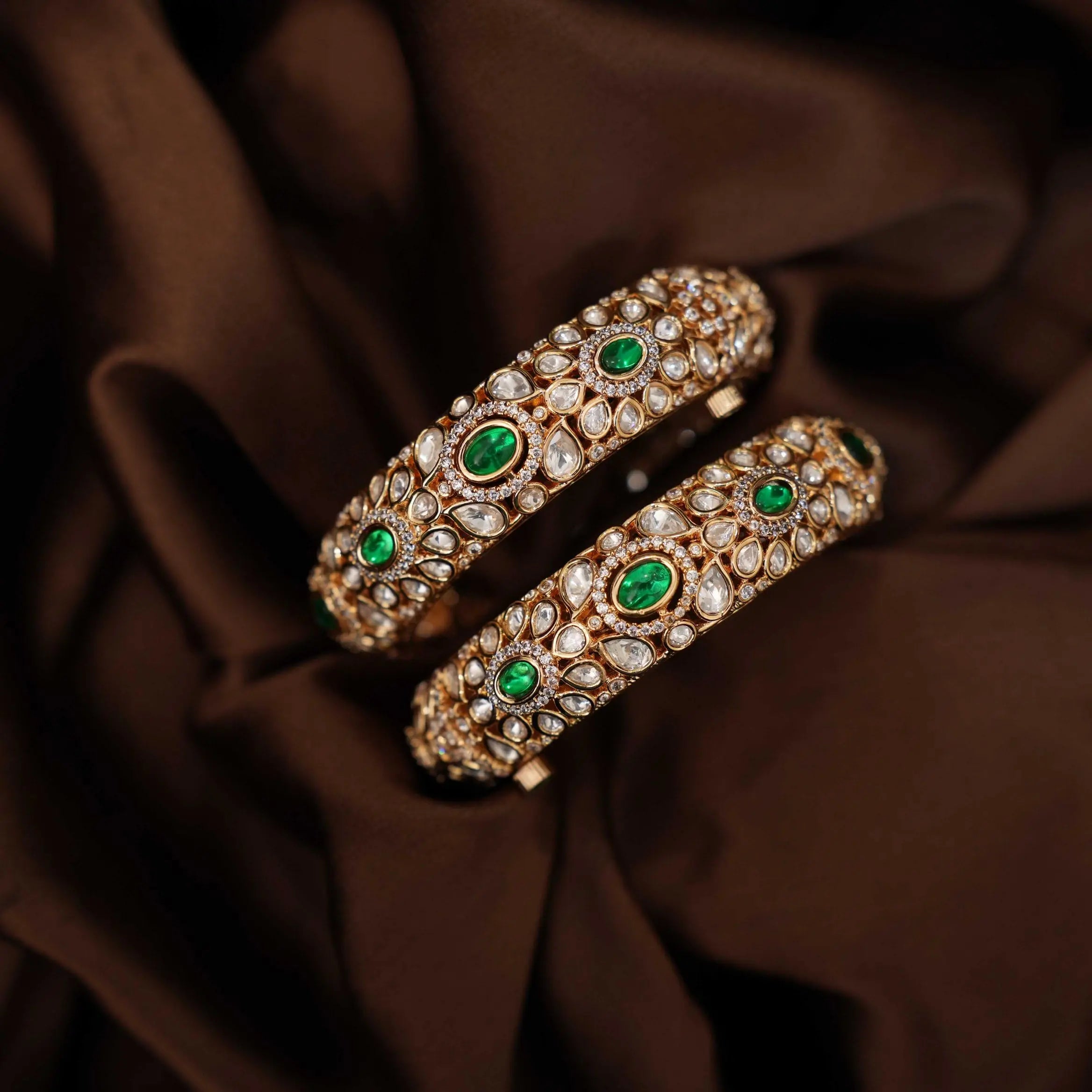 Maria Polki Bangles - Green