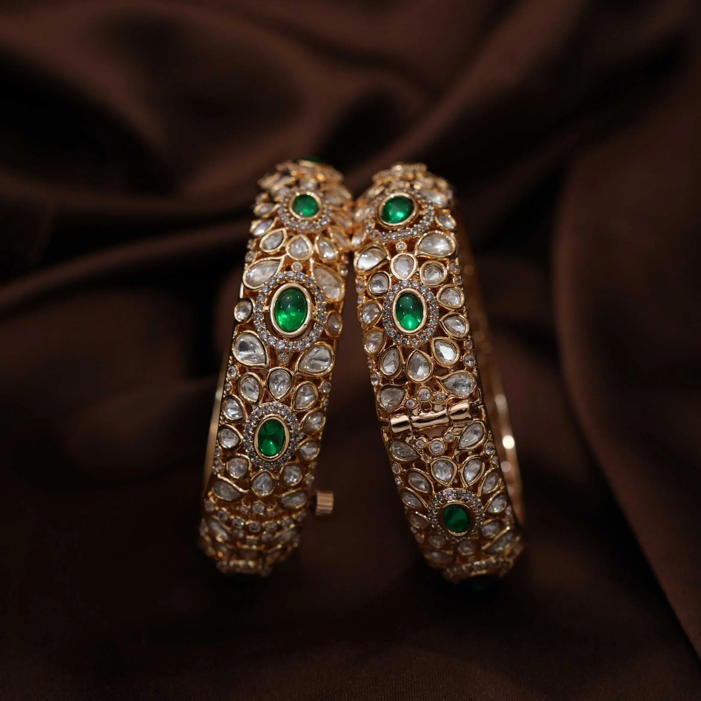 Maria Polki Bangles - Green