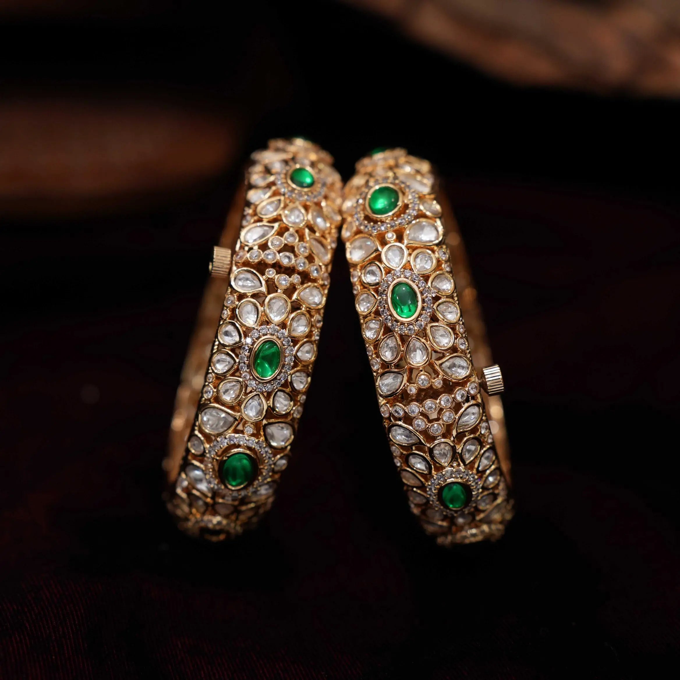 Maria Polki Bangles - Green
