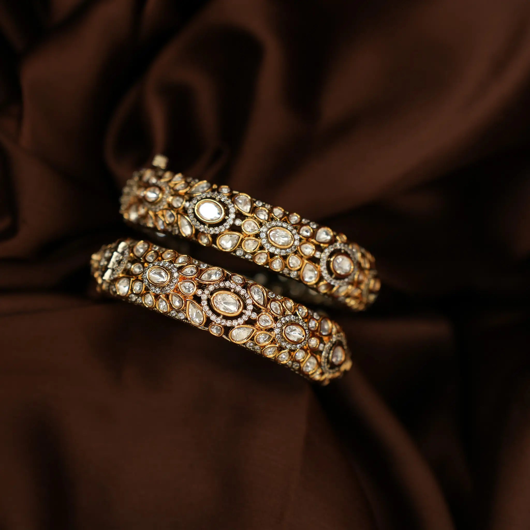 Maria Polki Bangles - White
