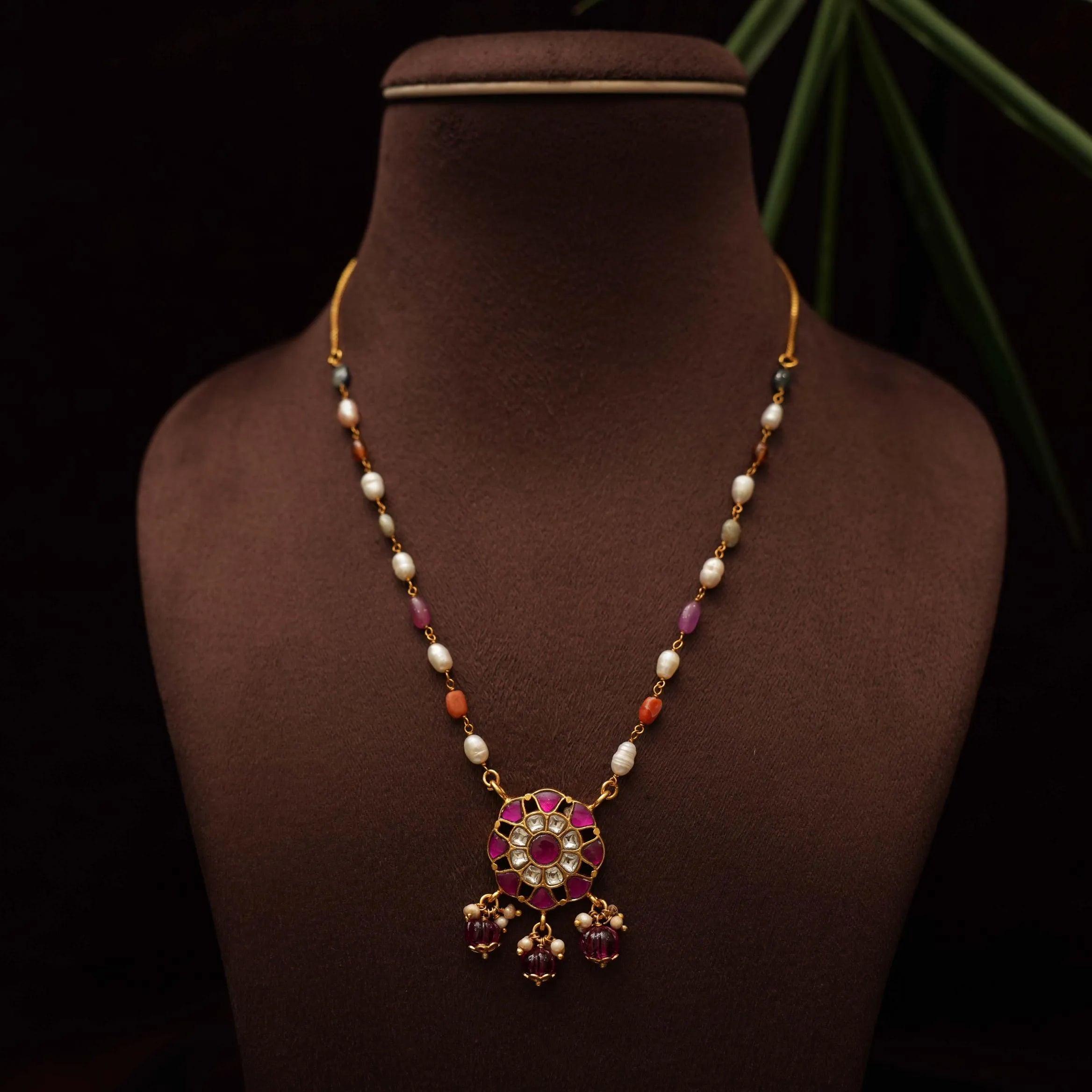 Mayra Silver Minimalistic Necklace - Red - Rimli Boutique