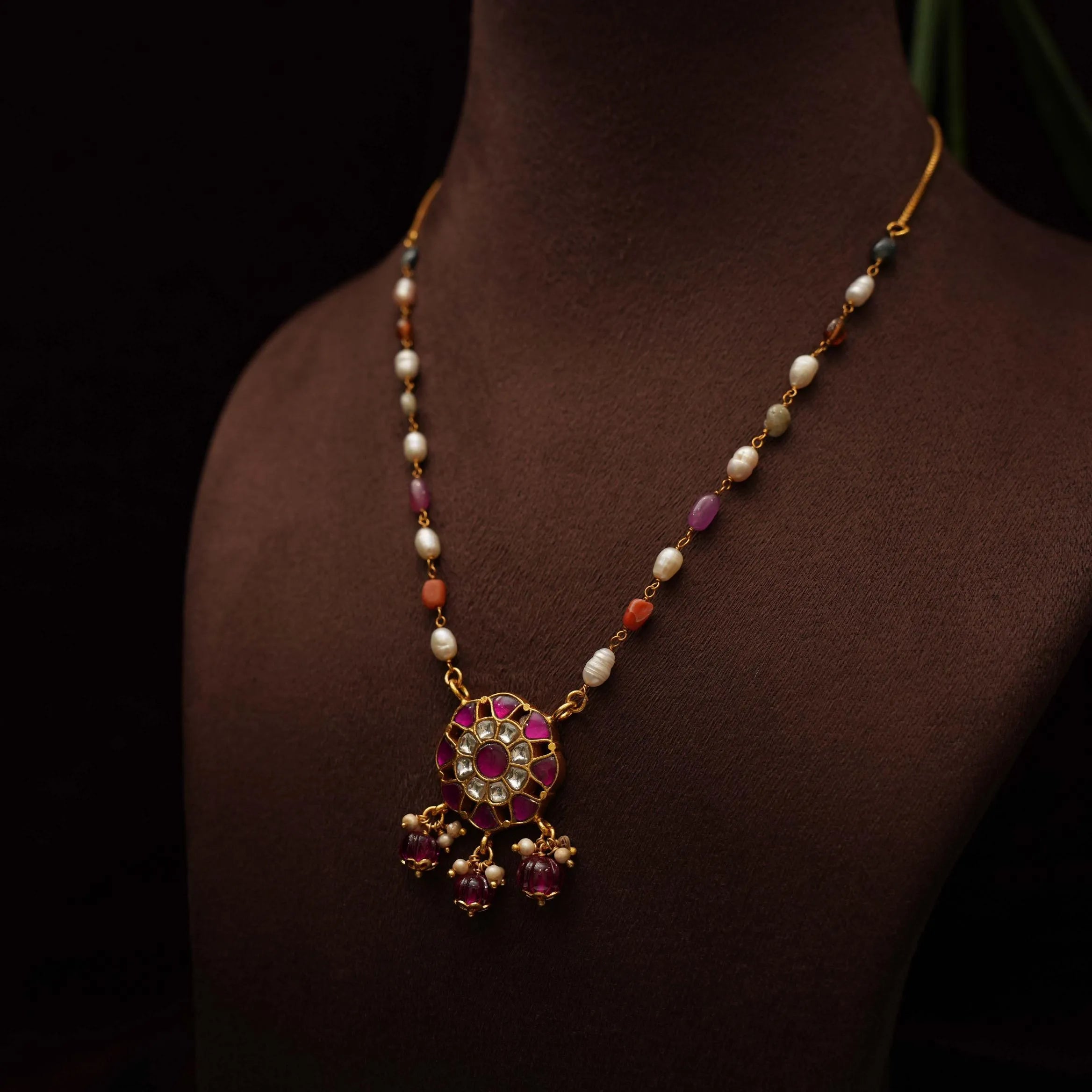 Mayra Silver Minimalistic Necklace - Red - Rimli Boutique