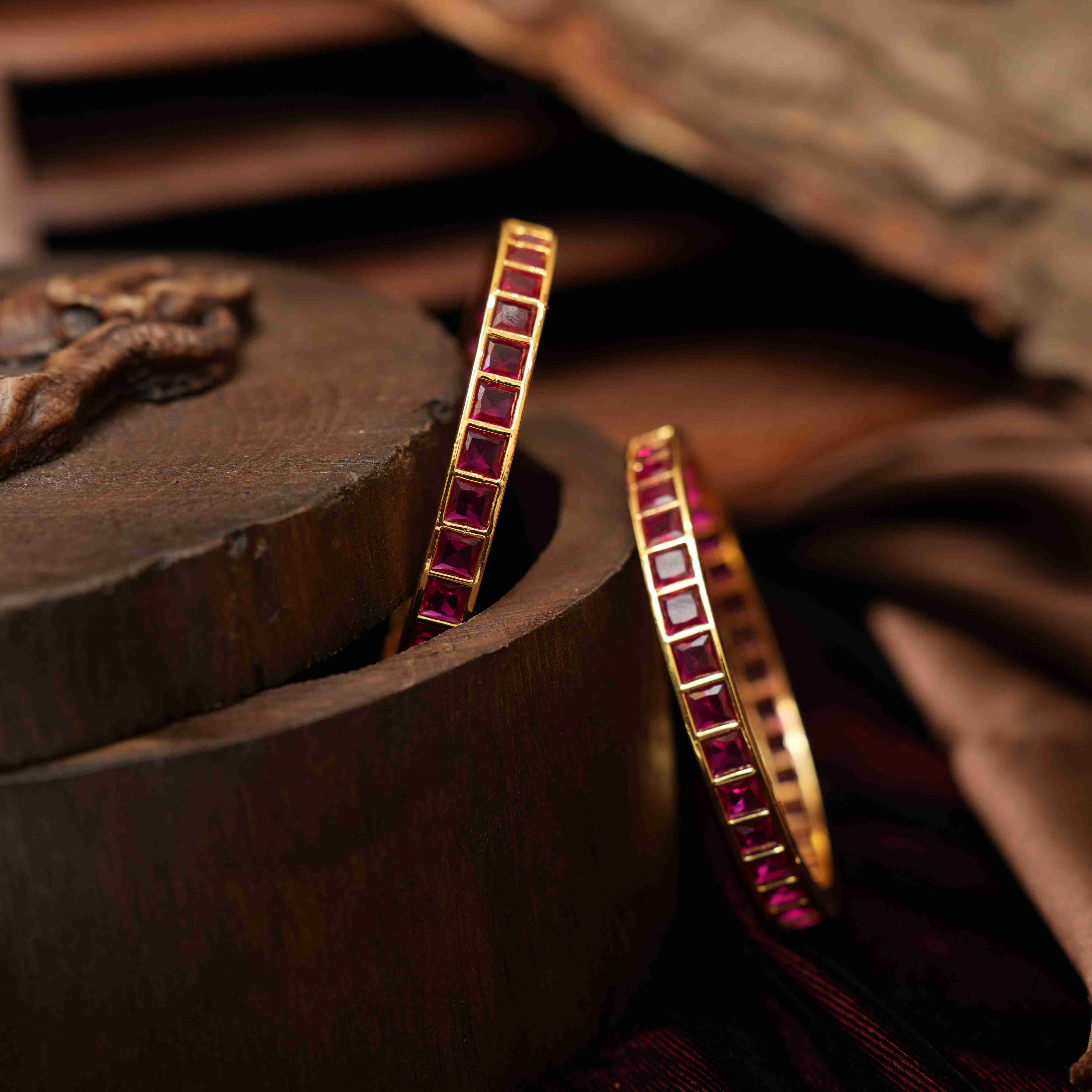 Meera Antique Bangles - Reddish Pink