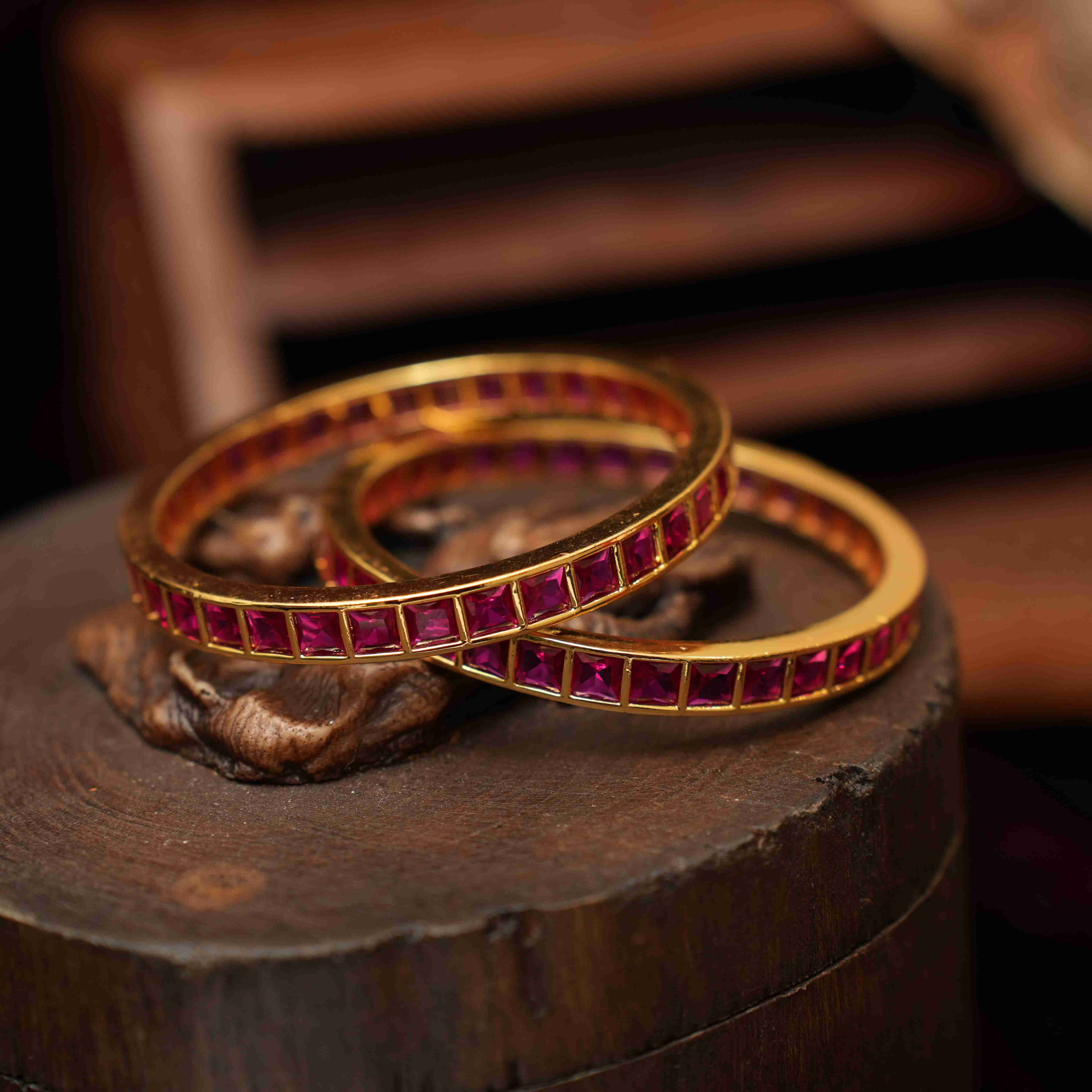 Meera Antique Bangles - Reddish Pink