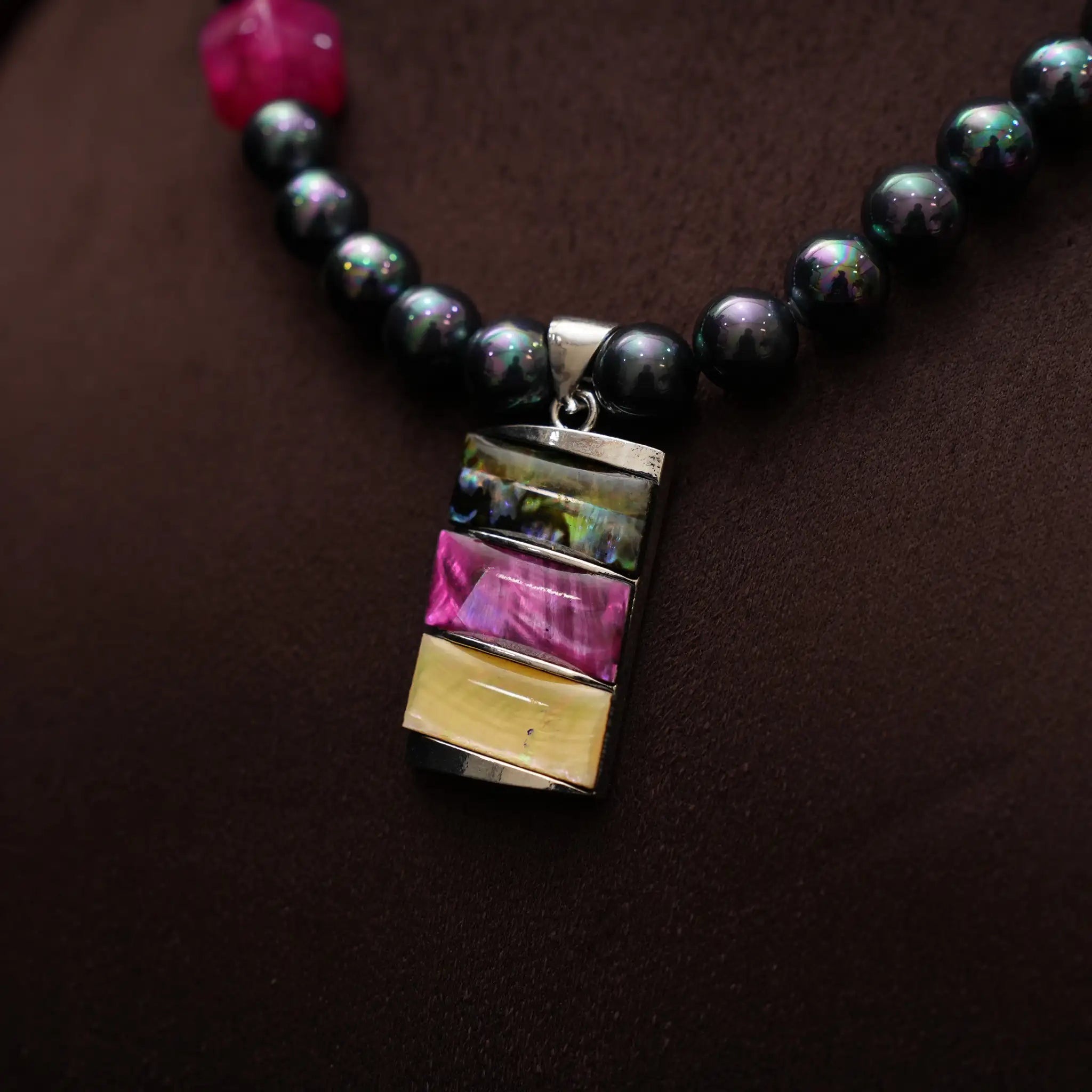 Meera Beaded Necklace - Grey