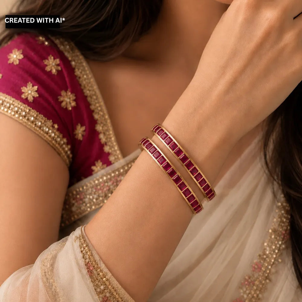 Meera Antique Bangles - Reddish Pink