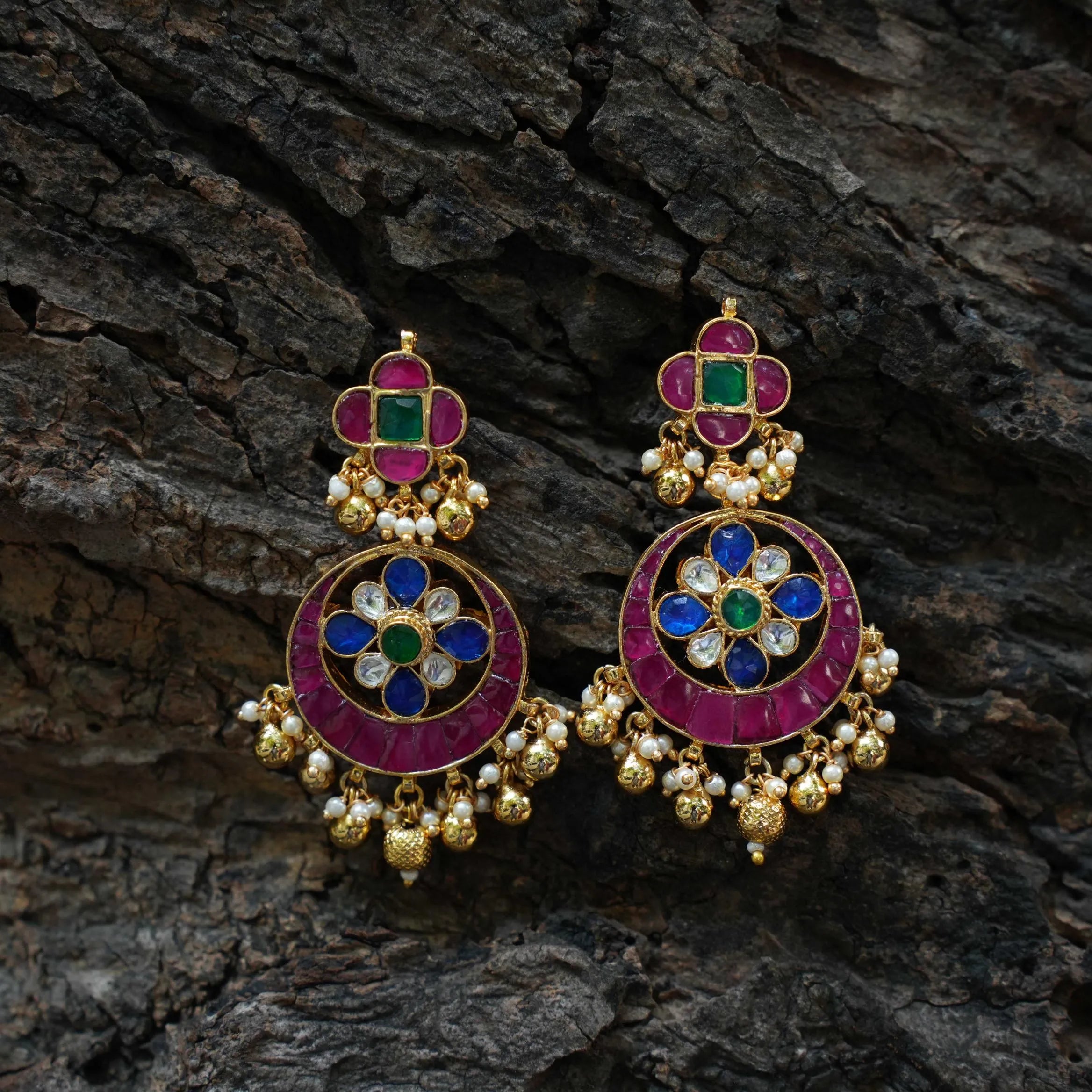 Megha Chandbali Earrings - Multicolor