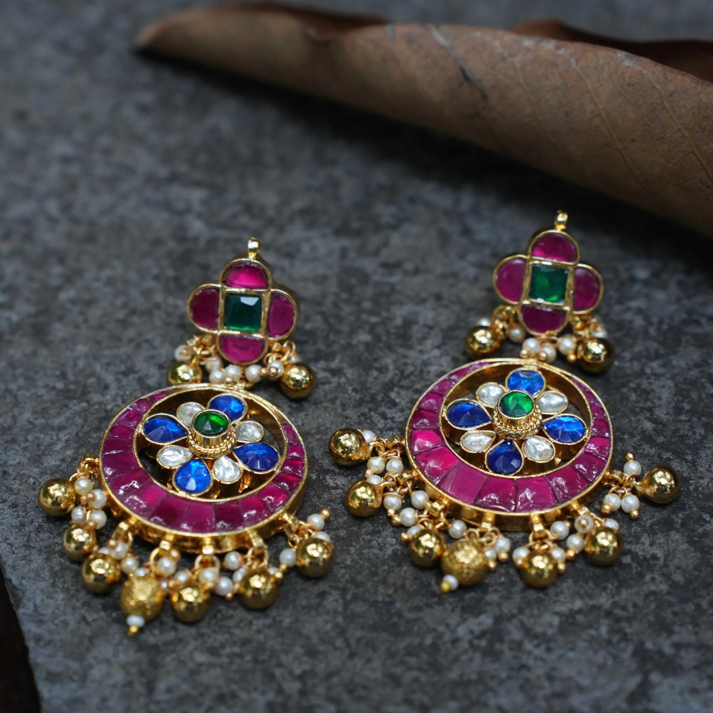 Megha Chandbali Earrings - Multicolor