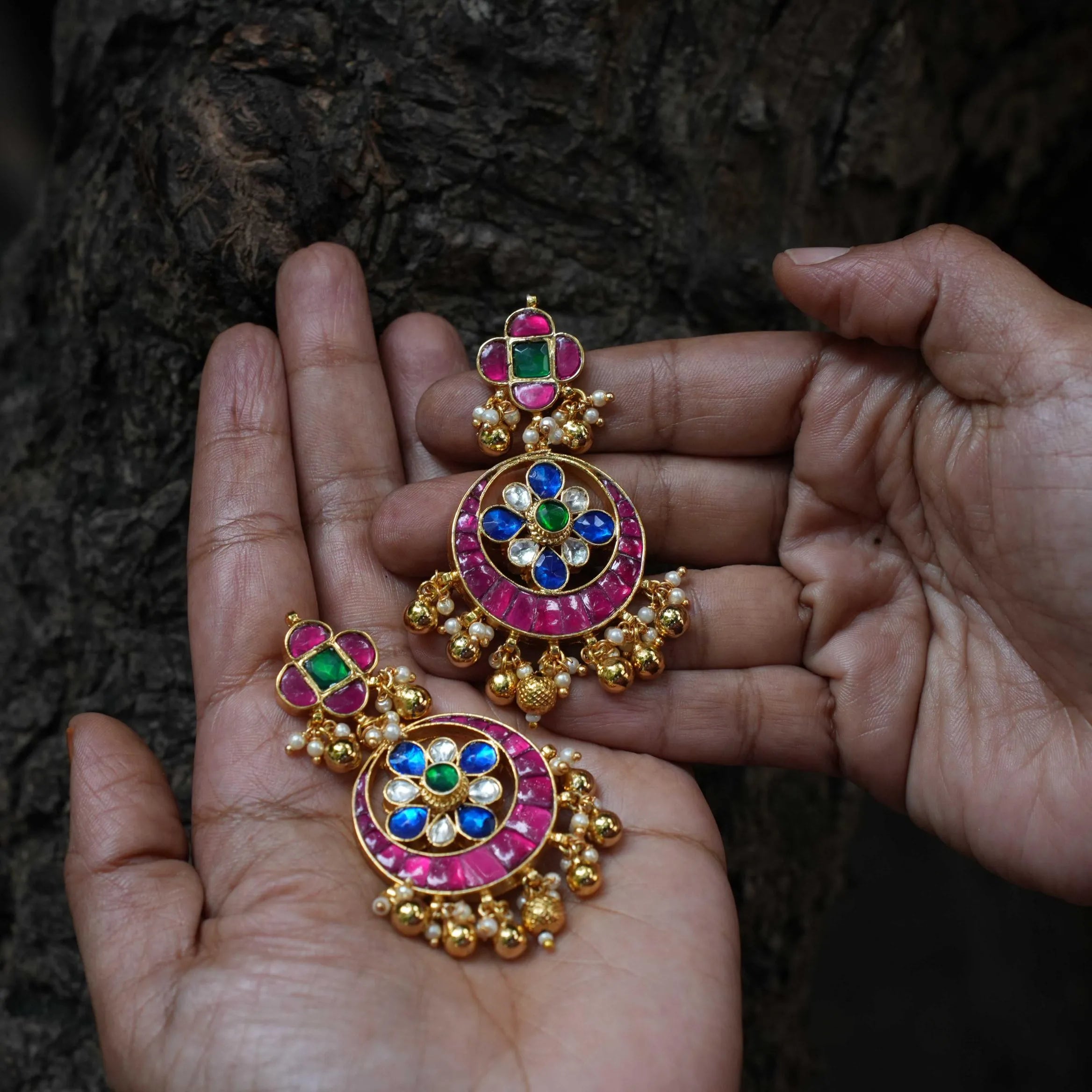 Megha Chandbali Earrings - Multicolor