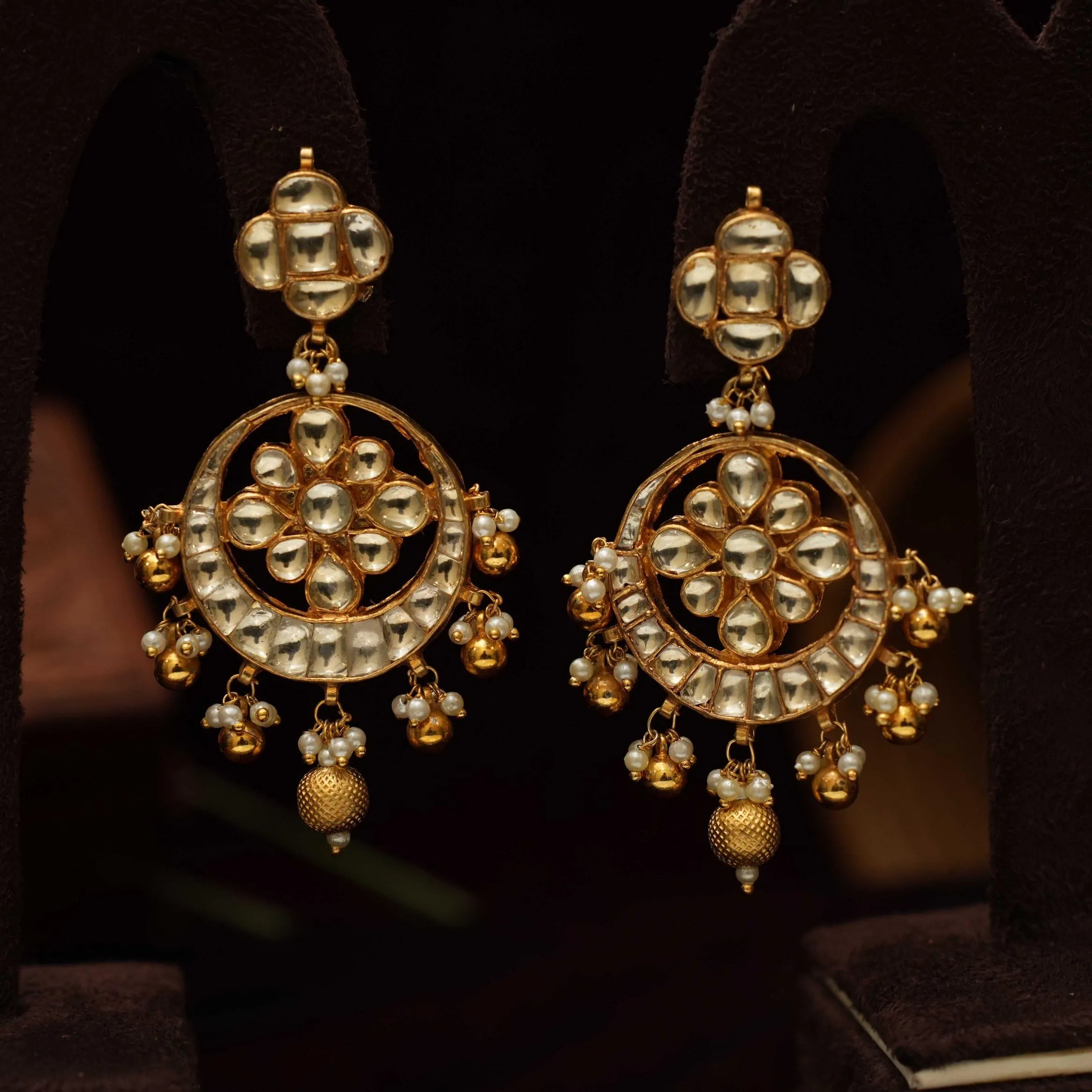 Megha Chandbali Earrings - White