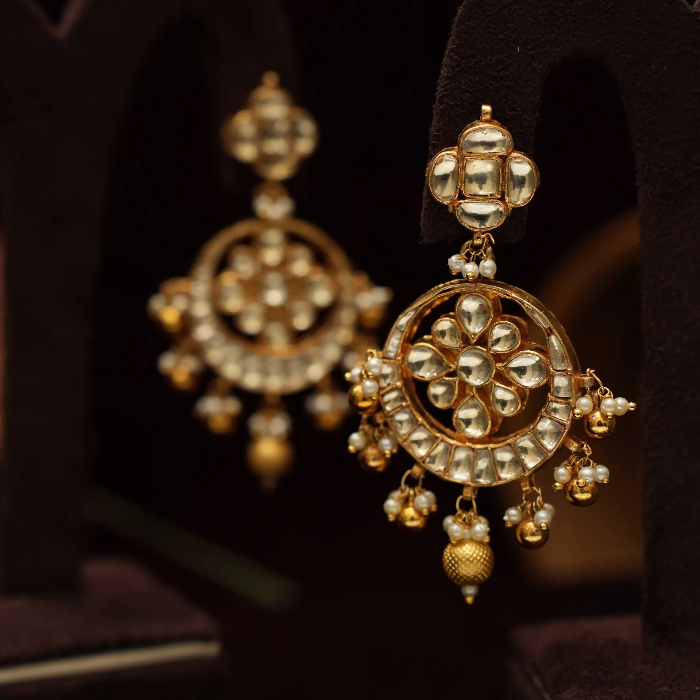 Megha Chandbali Earrings - White