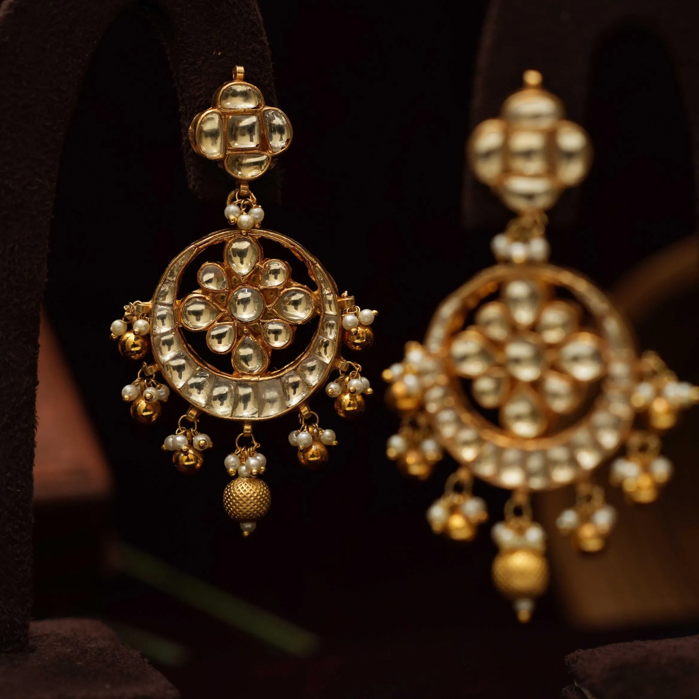 Megha Chandbali Earrings - White