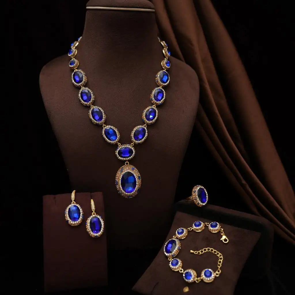 Mevika Zircon Necklace - Blue