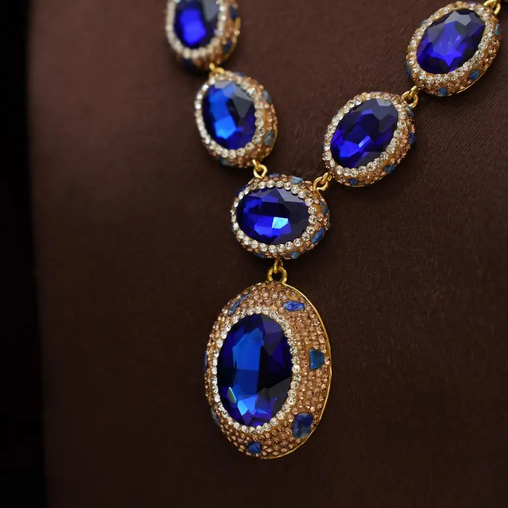 Mevika Zircon Necklace - Blue