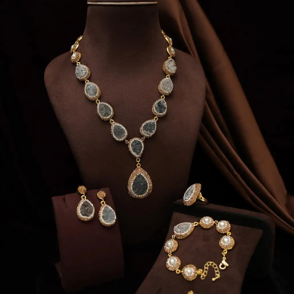 Mevika Zircon Necklace - Grey