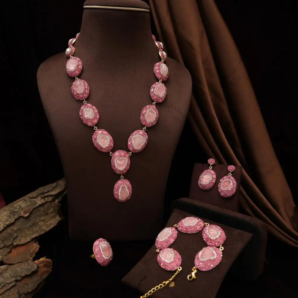 Mevika Zircon Necklace - Pink