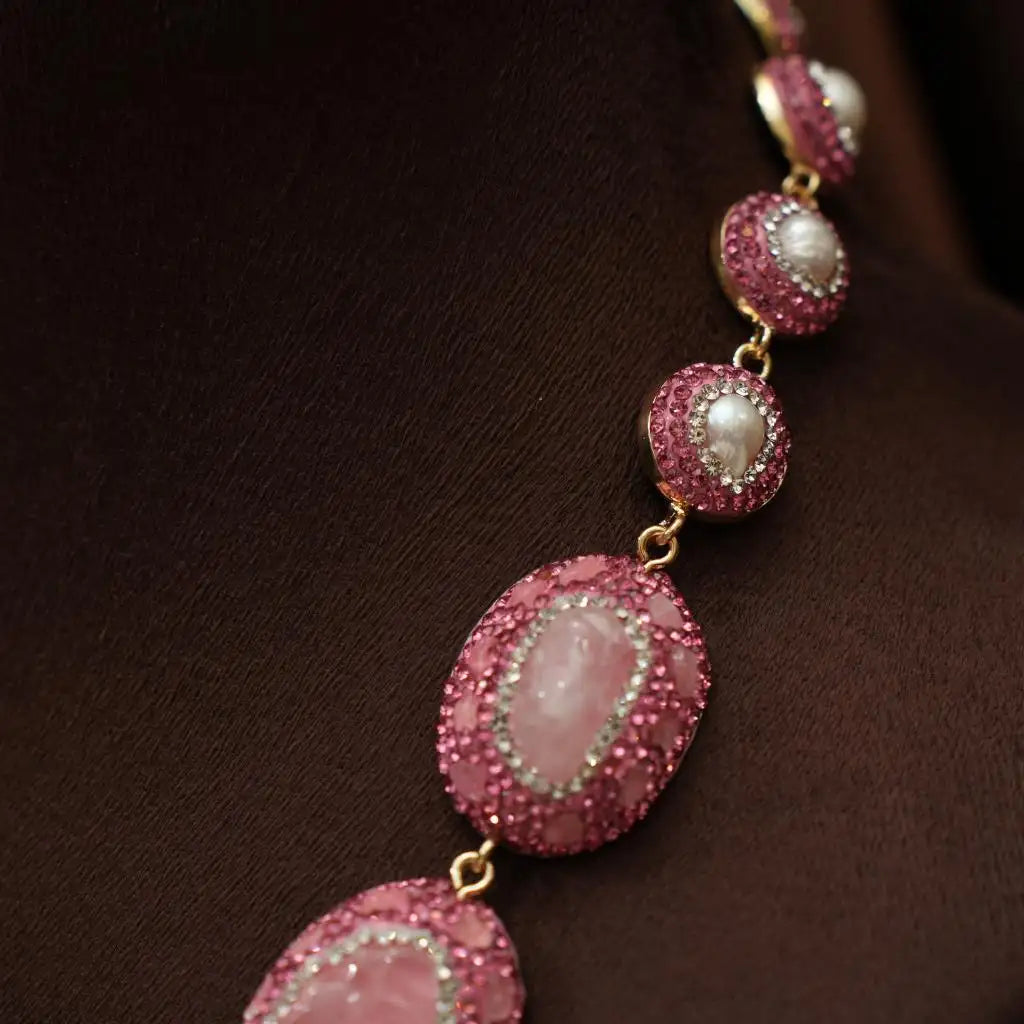 Mevika Zircon Necklace - Pink