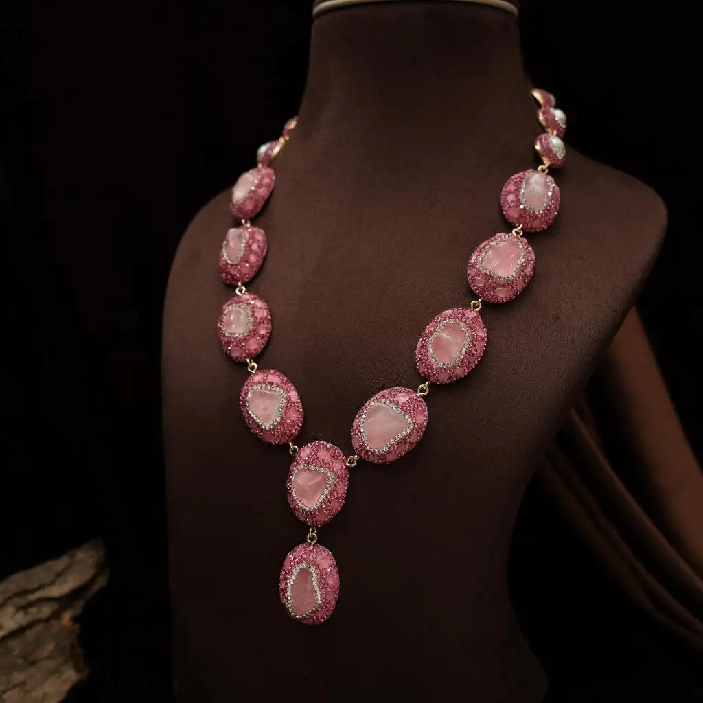 Mevika Zircon Necklace - Pink
