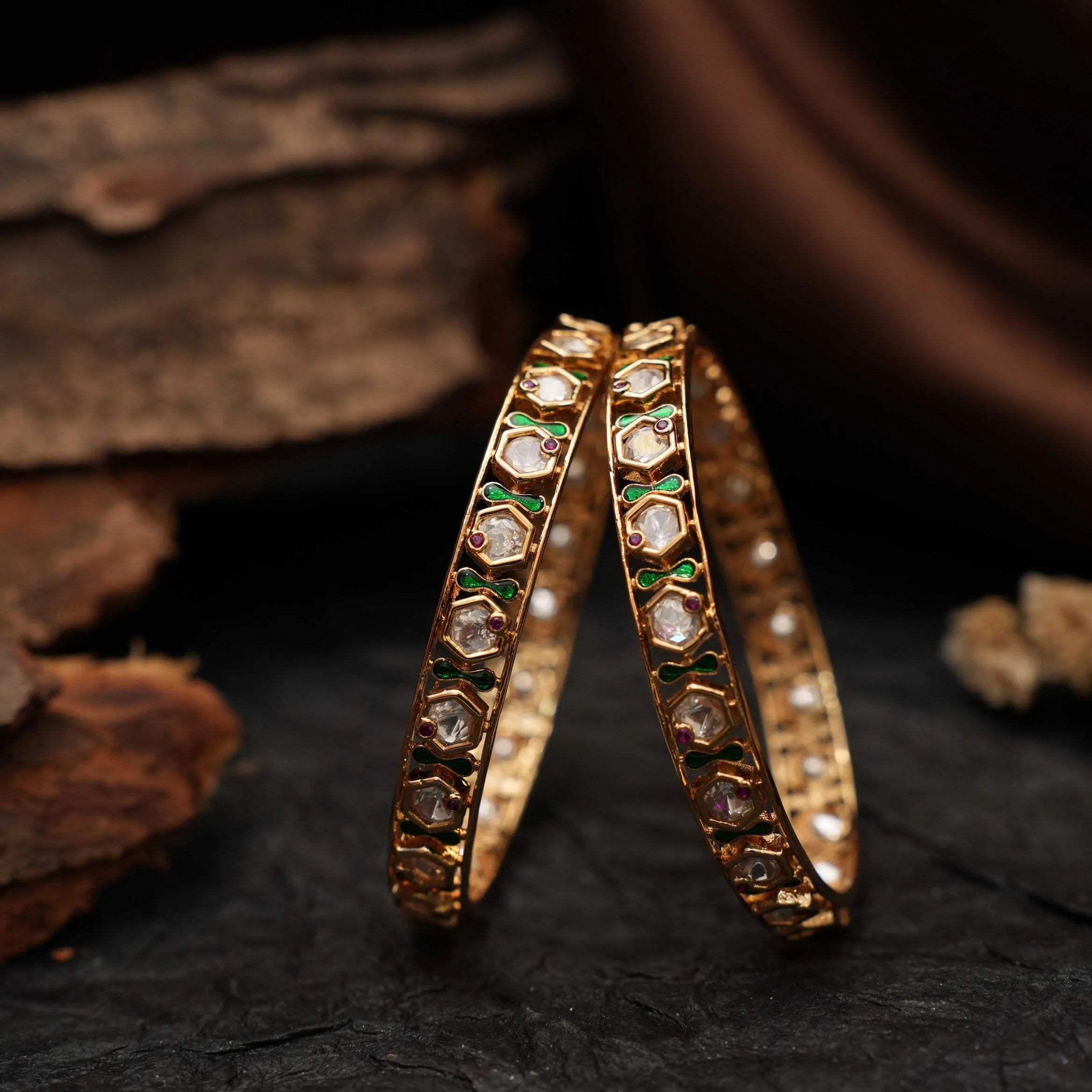 Mia Polki Bangles - Green