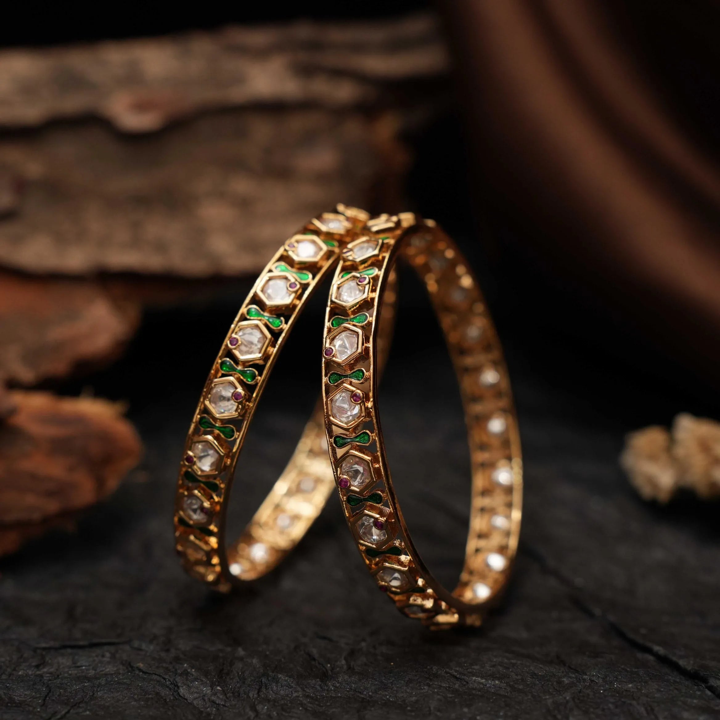 Mia Polki Bangles - Green