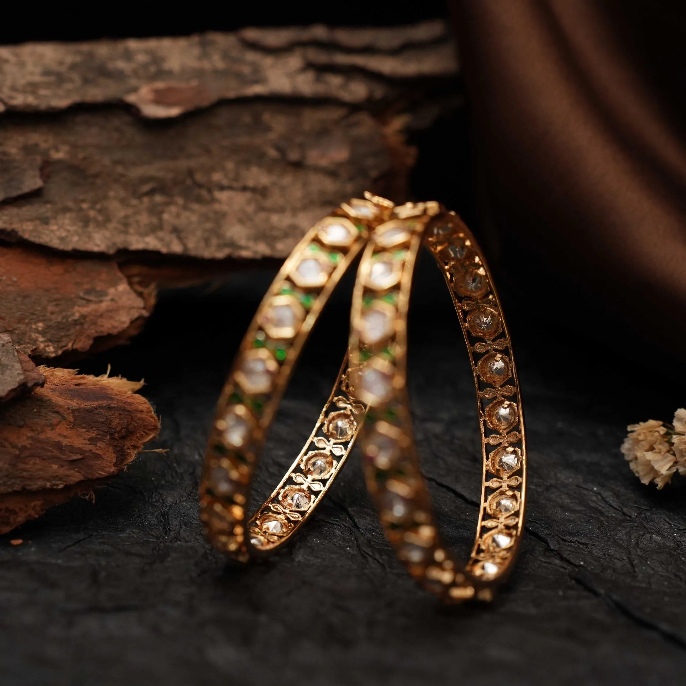 Mia Polki Bangles - Green
