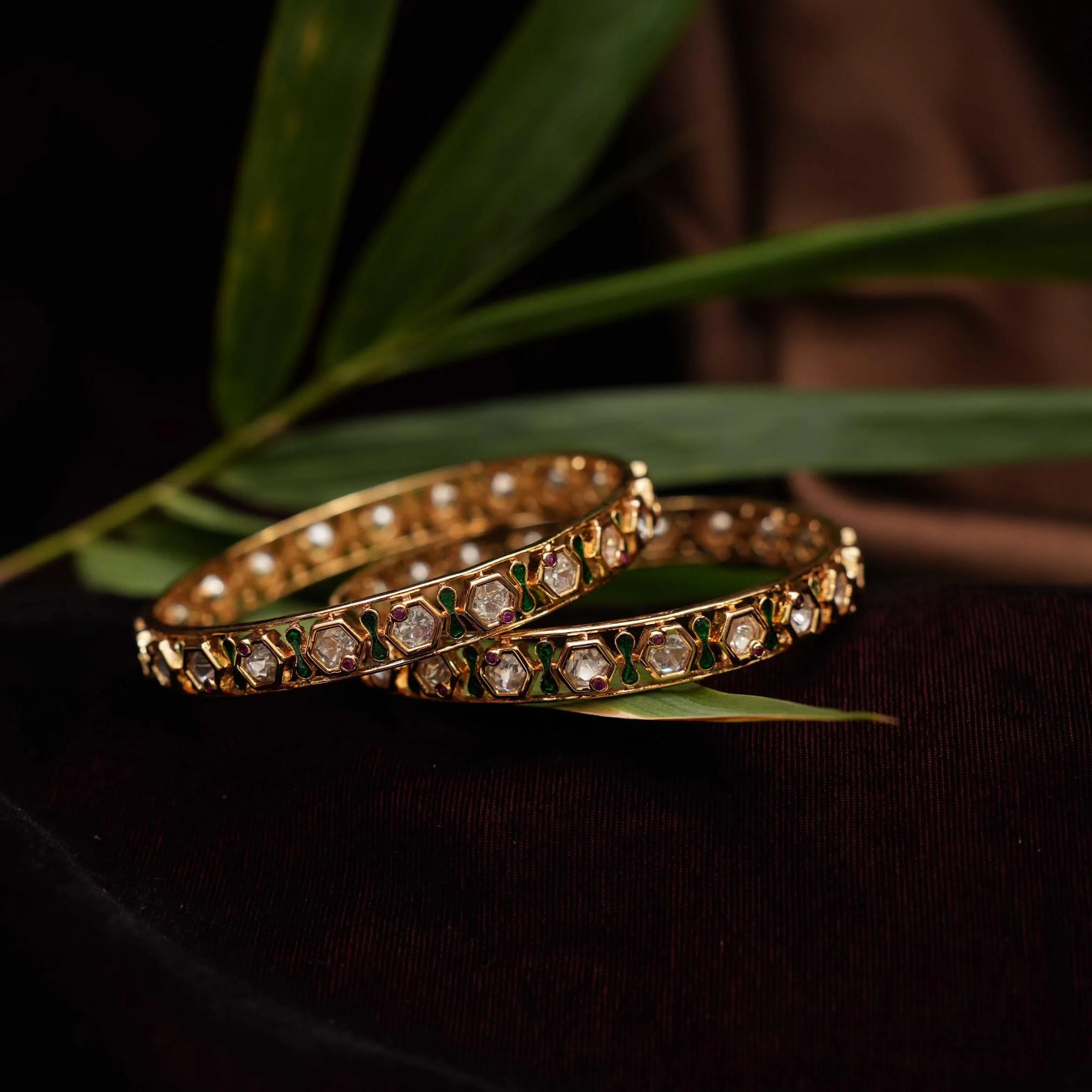 Mia Polki Bangles - Green