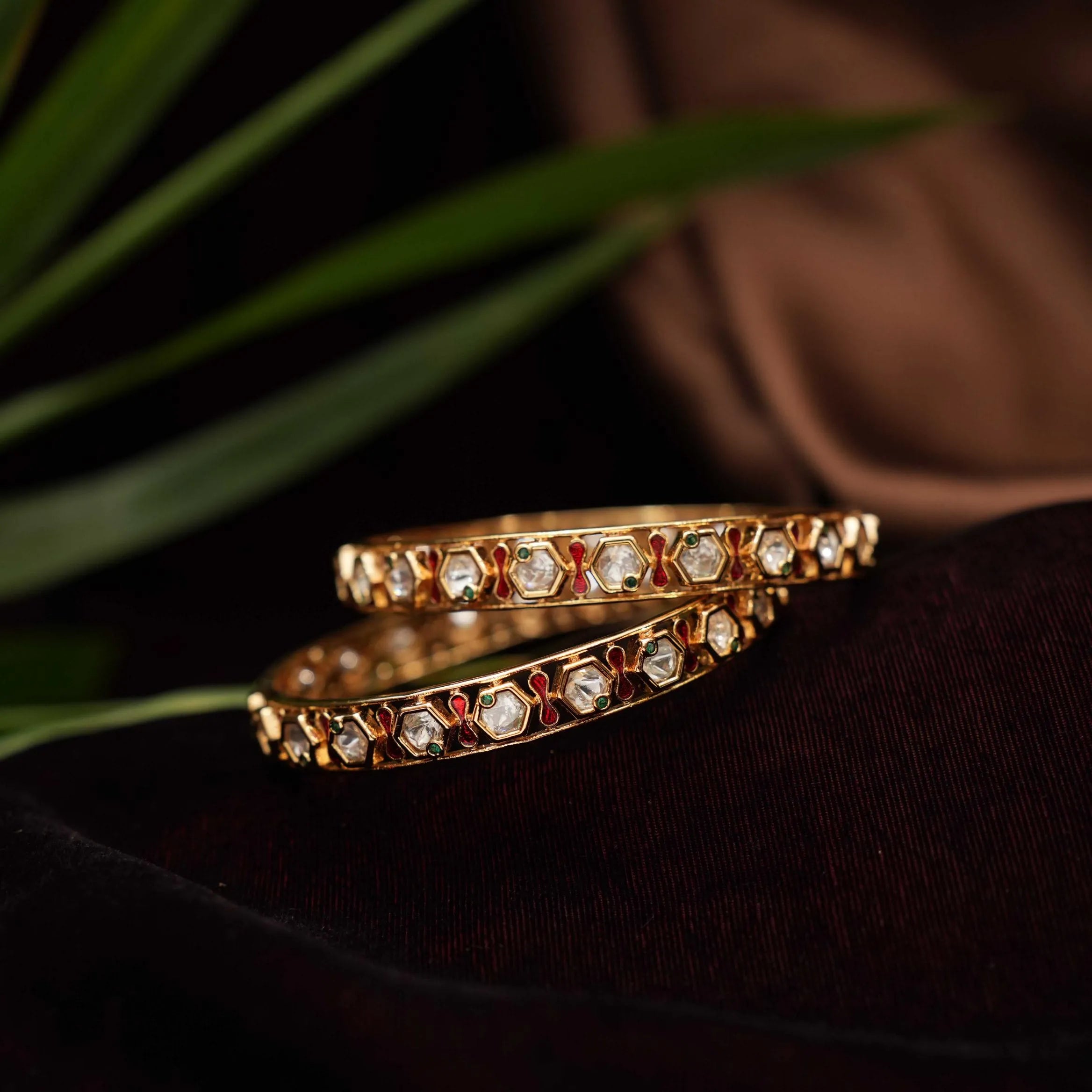 Mia Polki Bangles - Reddish Pink