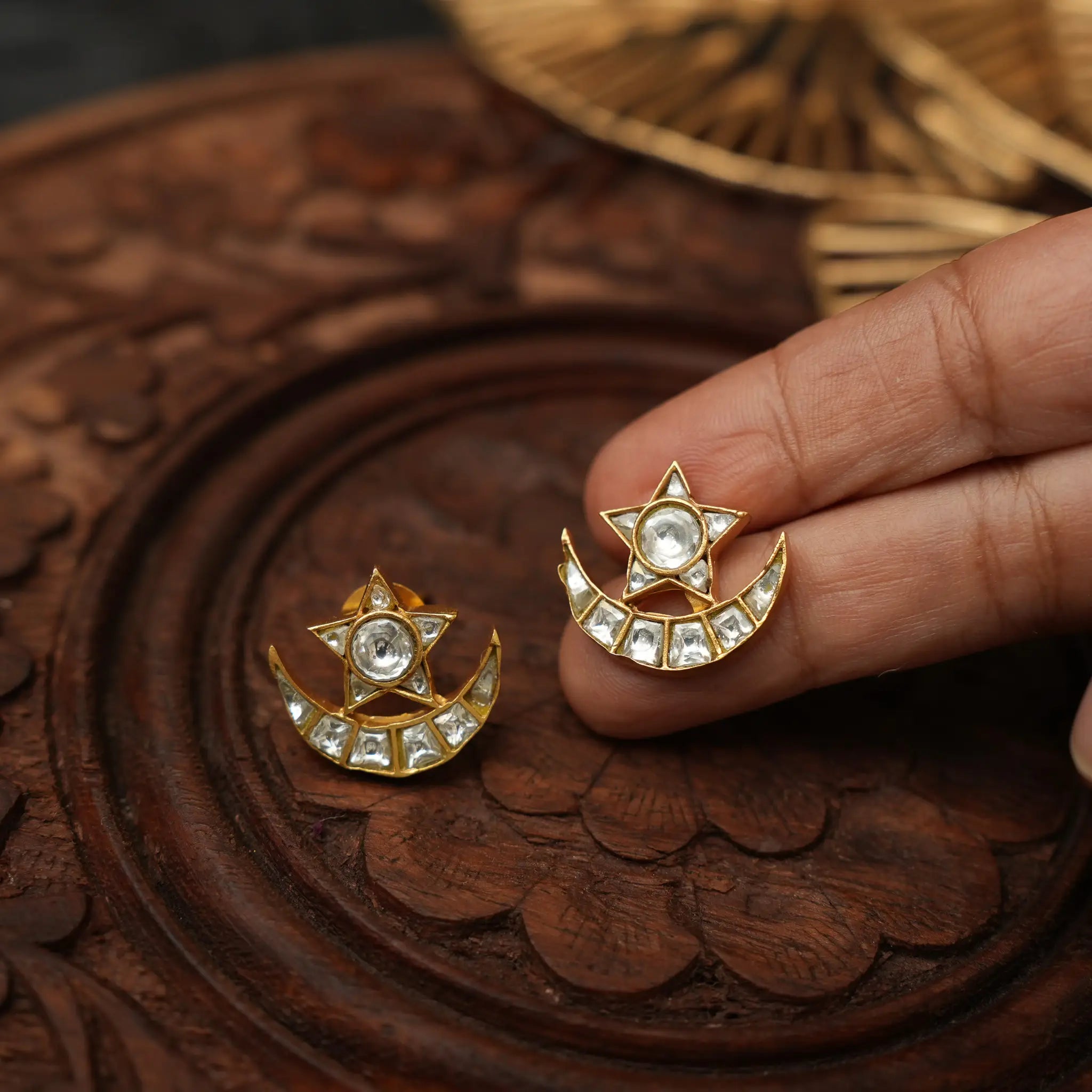 Millie Chand Polki Ear Stud- White