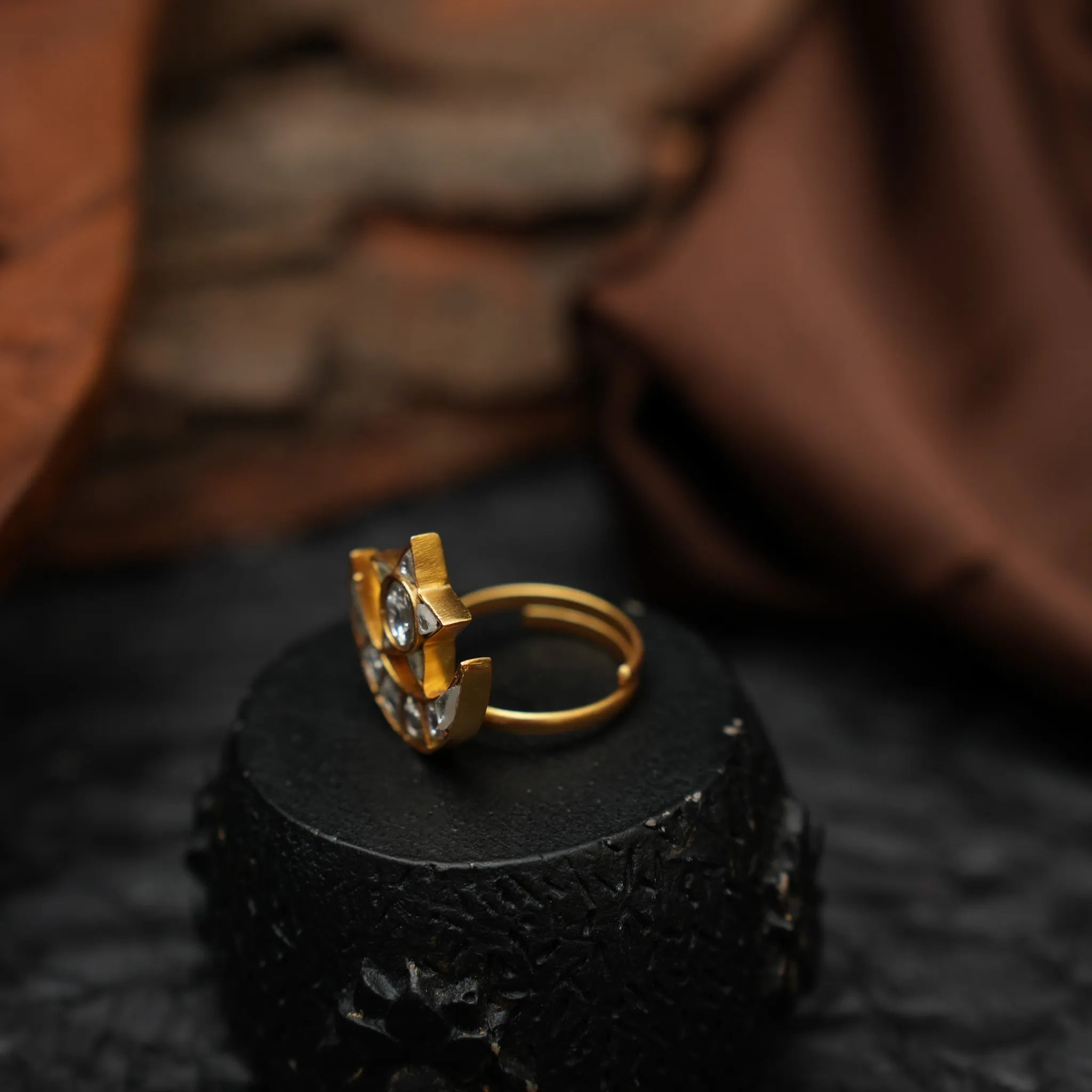 Millie Chand Polki Ring - White