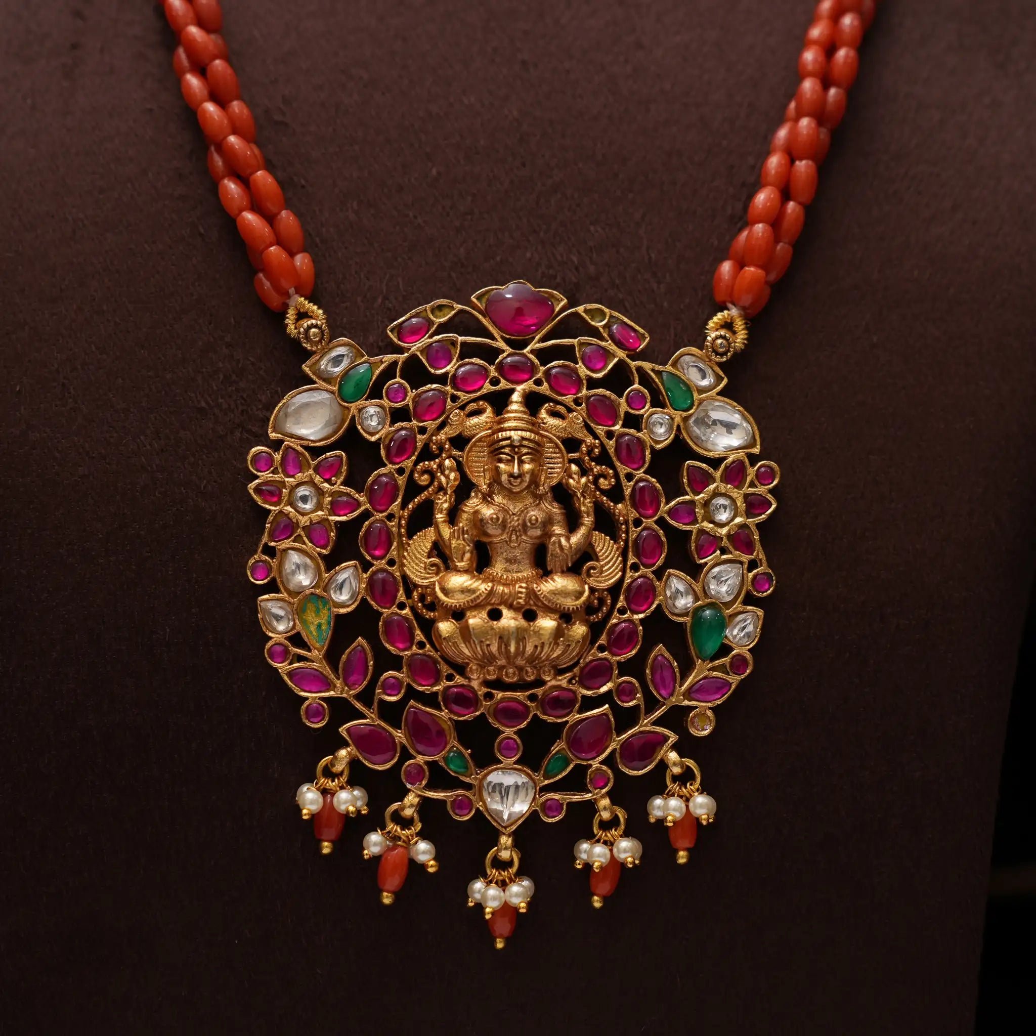 Miraya Beaded Coral Necklace