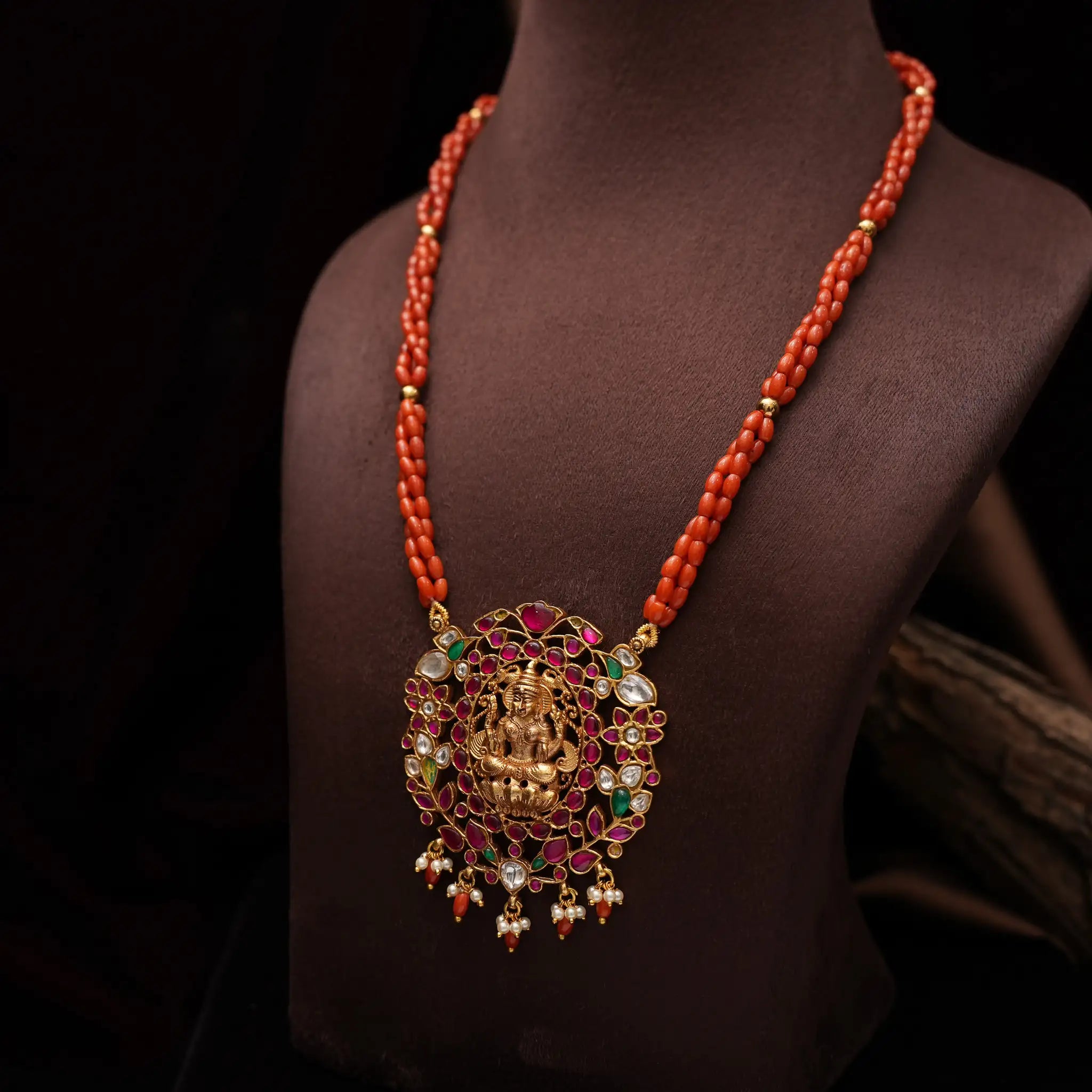 Miraya Beaded Coral Necklace