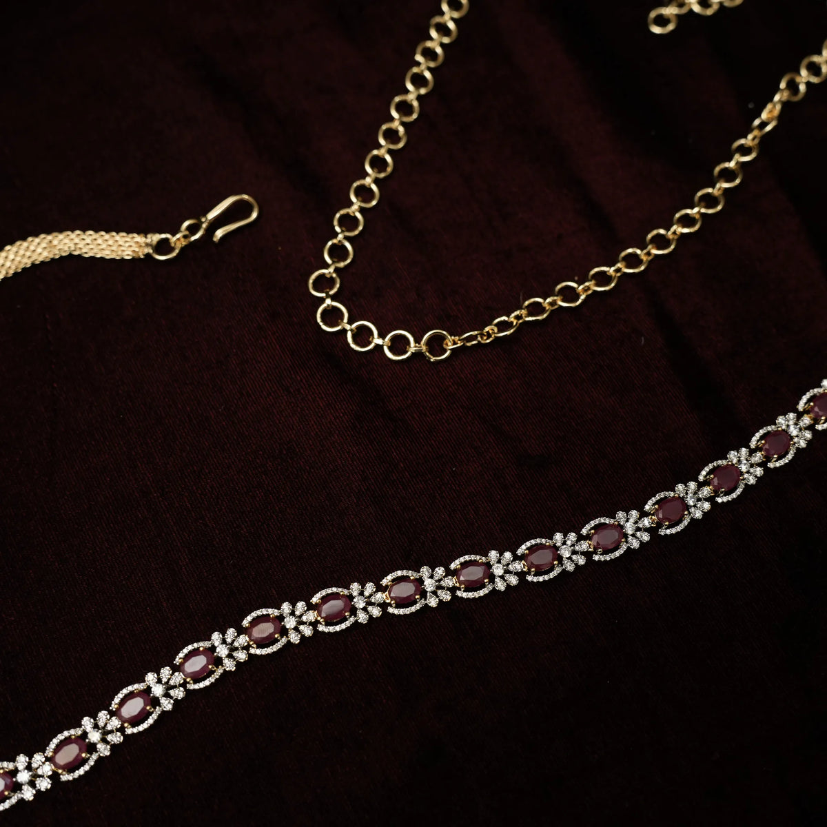 Mishika Zircon Hip Belt - Pink