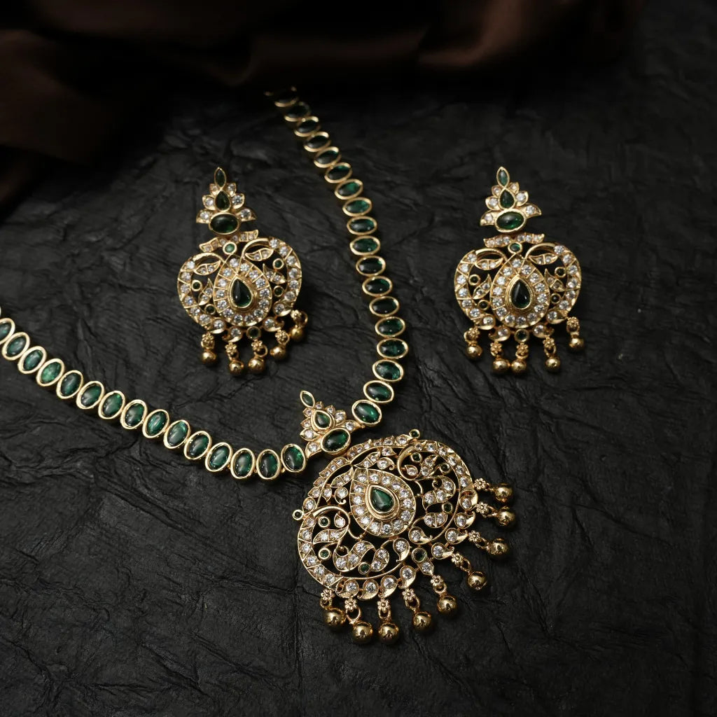 Mishree Antique Necklace - Green Short