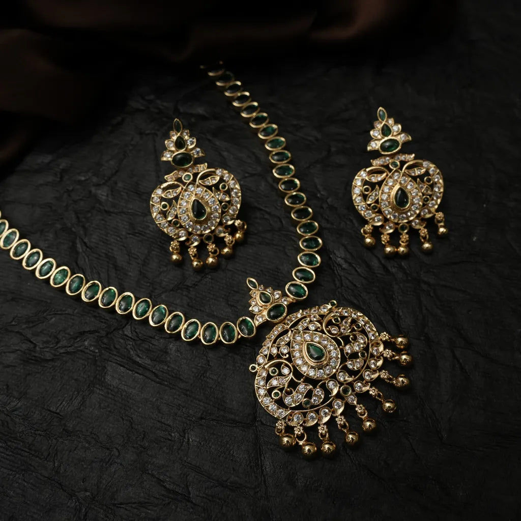 Mishree Antique Necklace - Green Short
