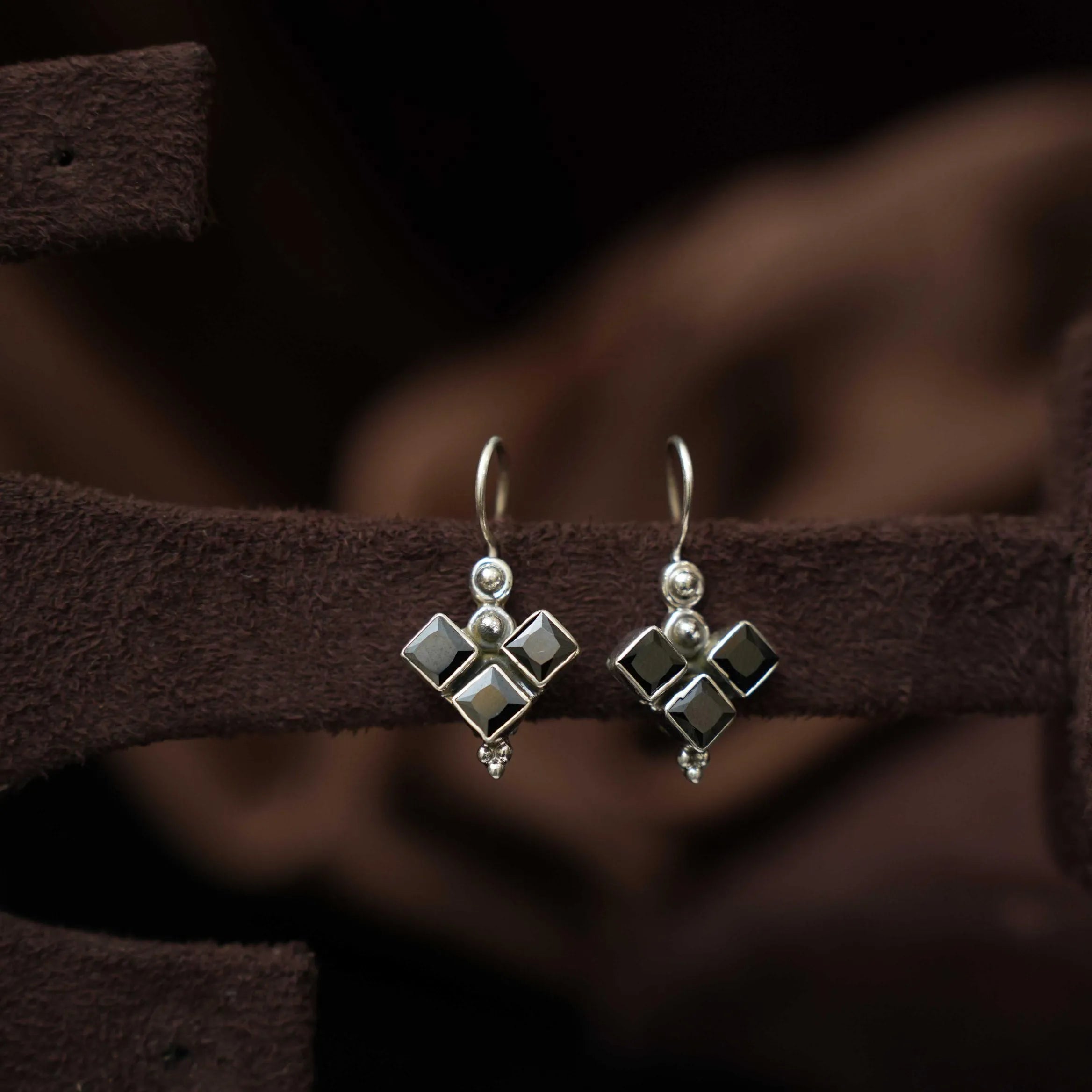 Mitansh Silver Oxidised Earring - Black