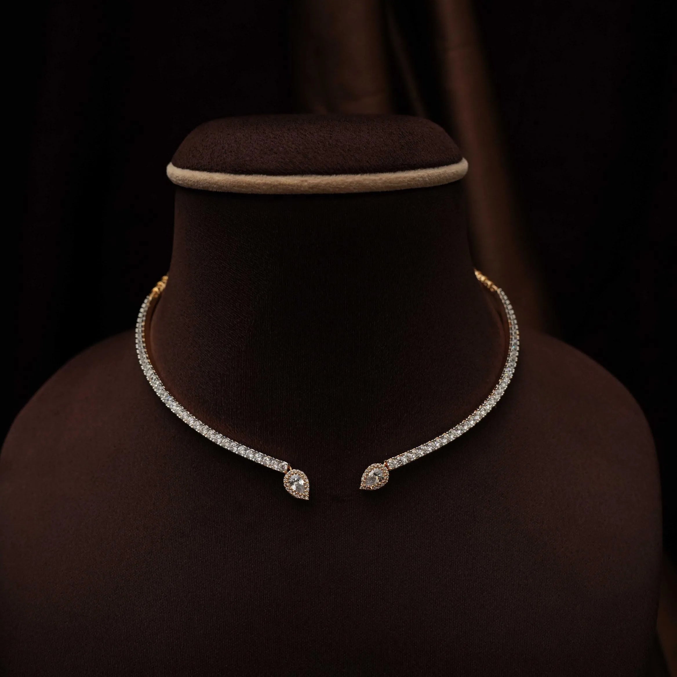 Mithun Zircon Open Choker Set - Gold Color