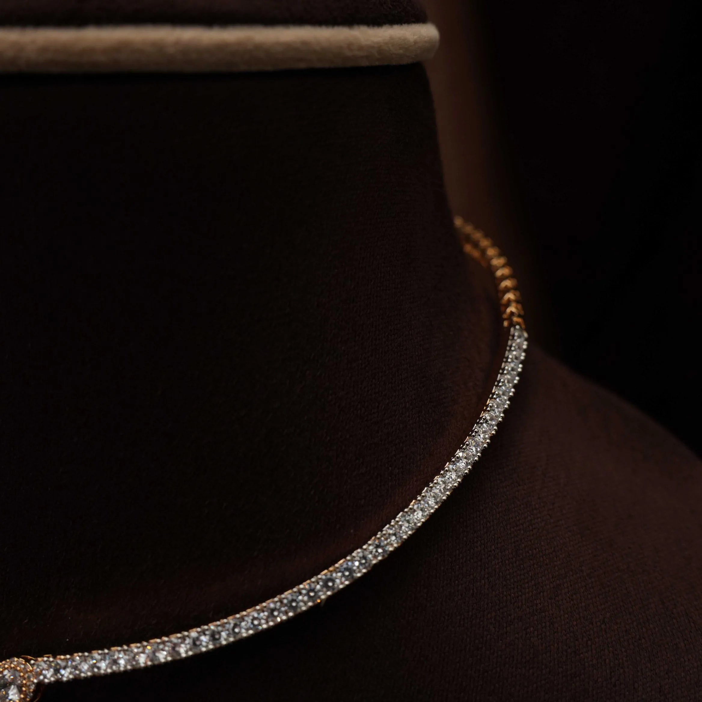 Mithun Zircon Open Choker Set - Gold Color