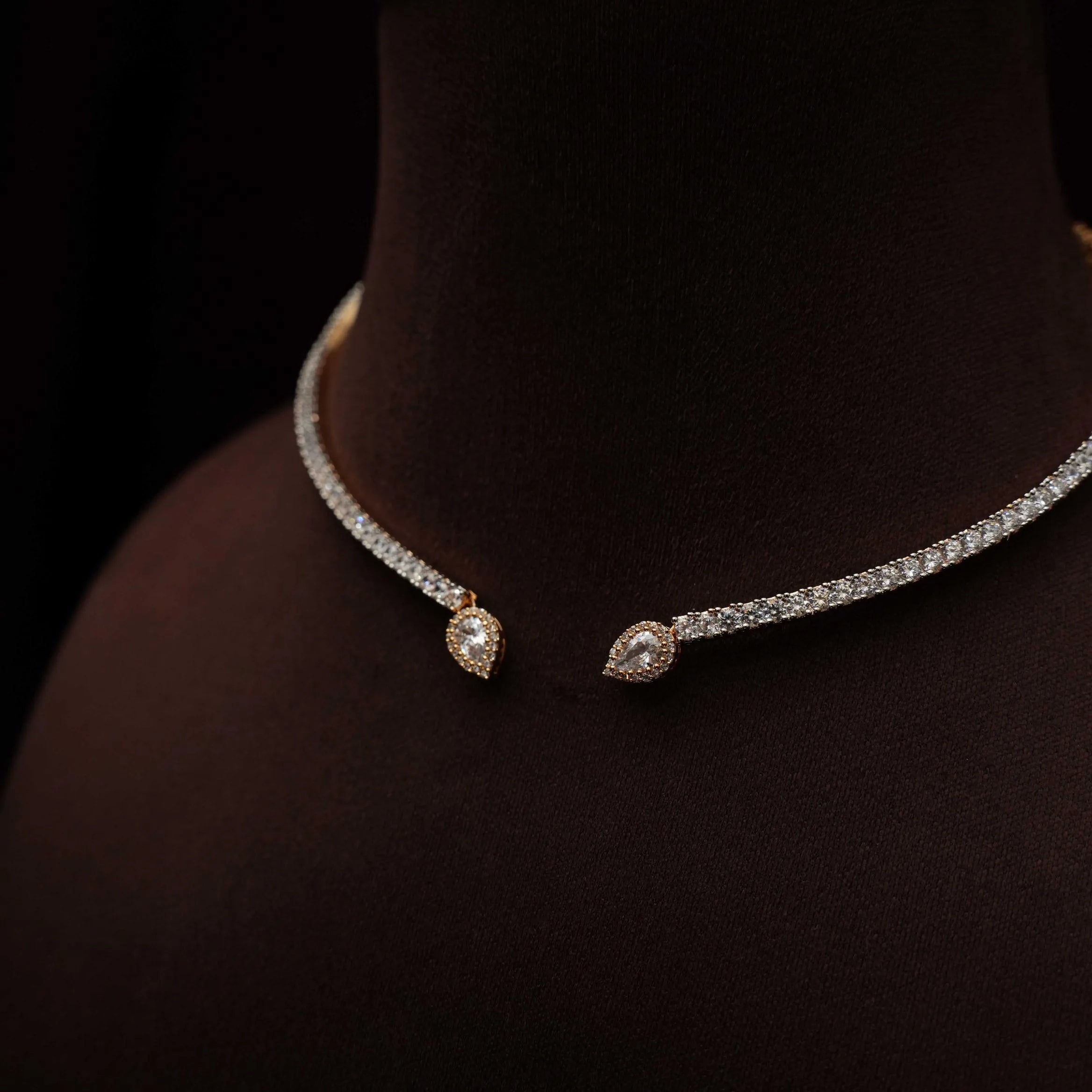 Mithun Zircon Open Choker Set - Gold Color