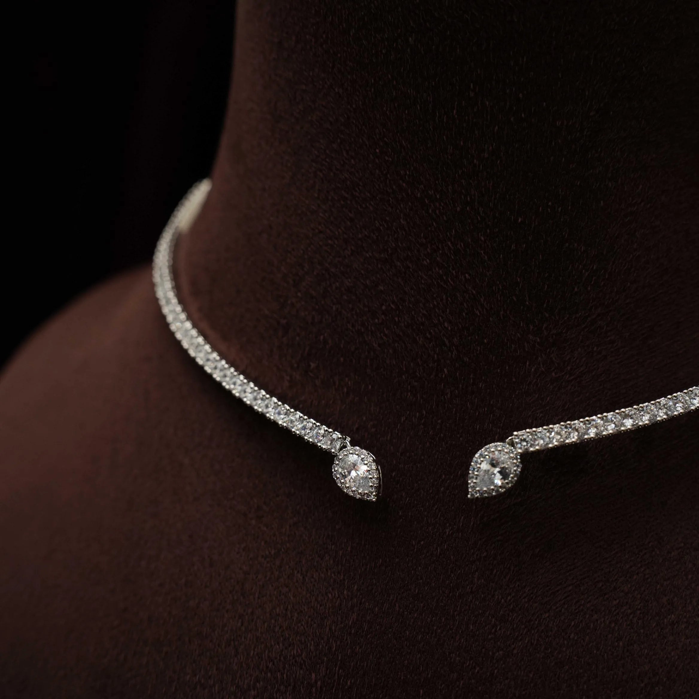Mithun Zircon Open Choker Set - Silver Color